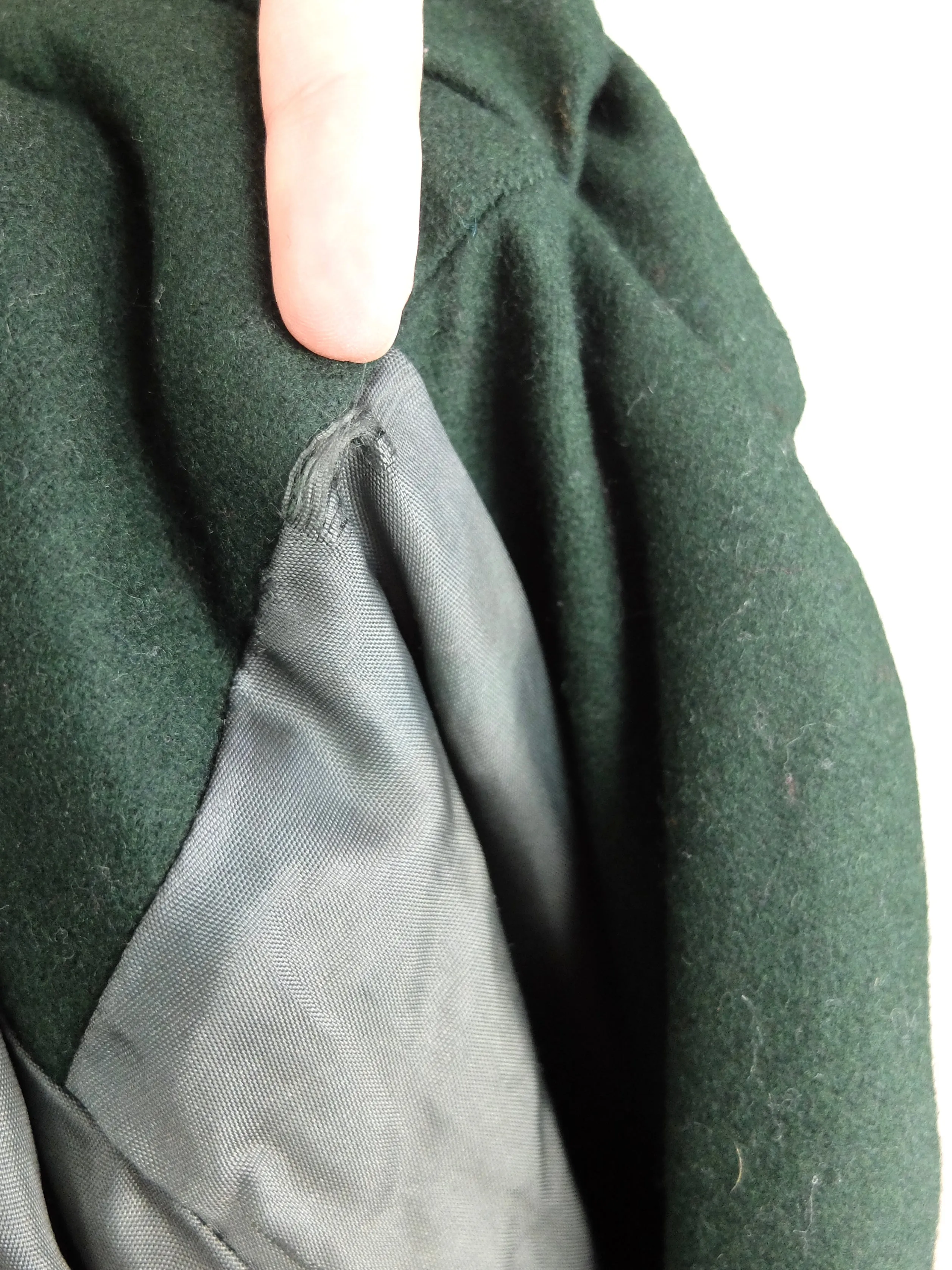 60s Pixie Forest Green German Tracht Traditional Folk Hooded Long Winter Trench Coat