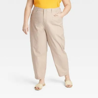 A New Day Women's Tapered Casual Ankle Length Barrel Chino Pants Stretch