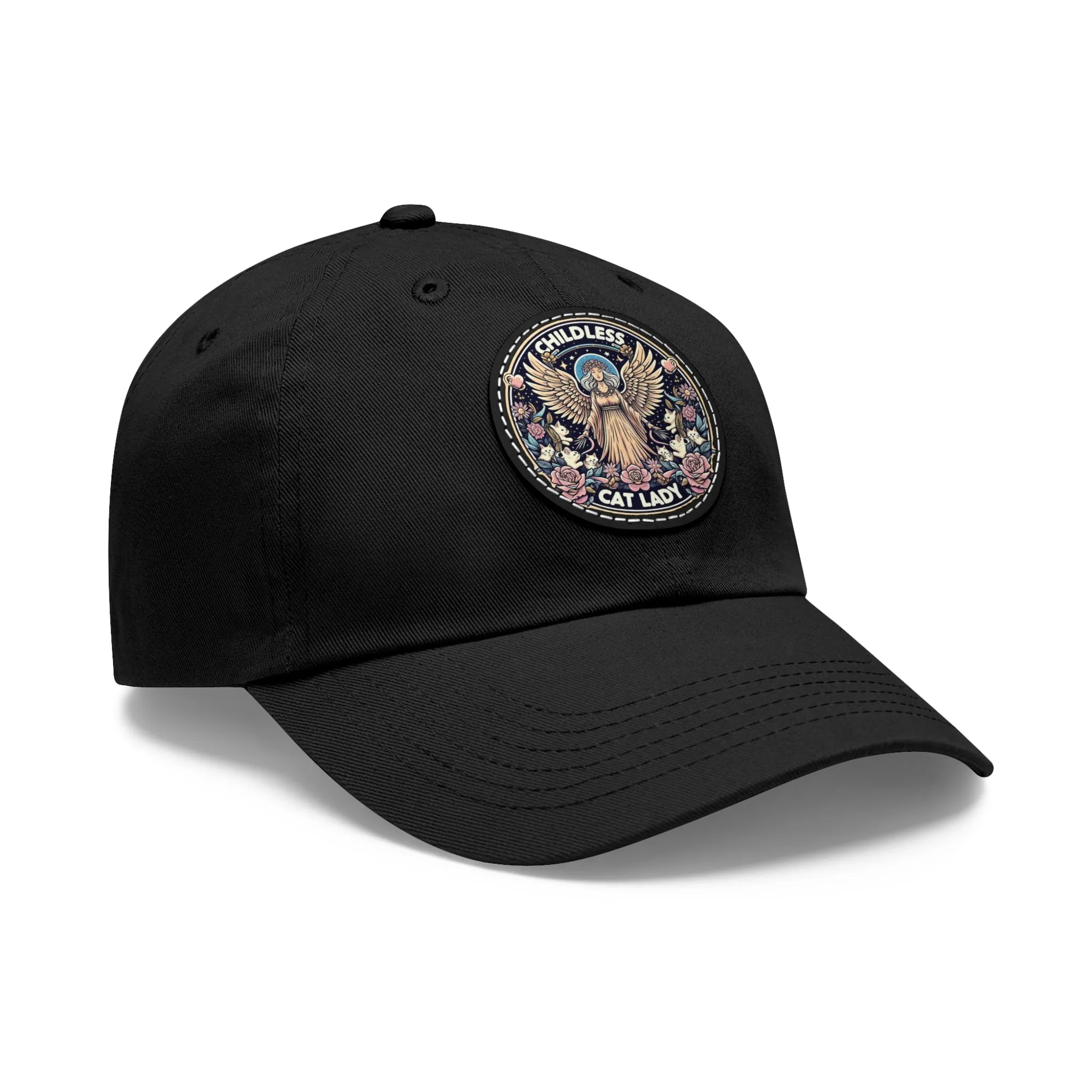 Angel of Childless Cat Ladies - Dad Hat with Leather Patch (Round)