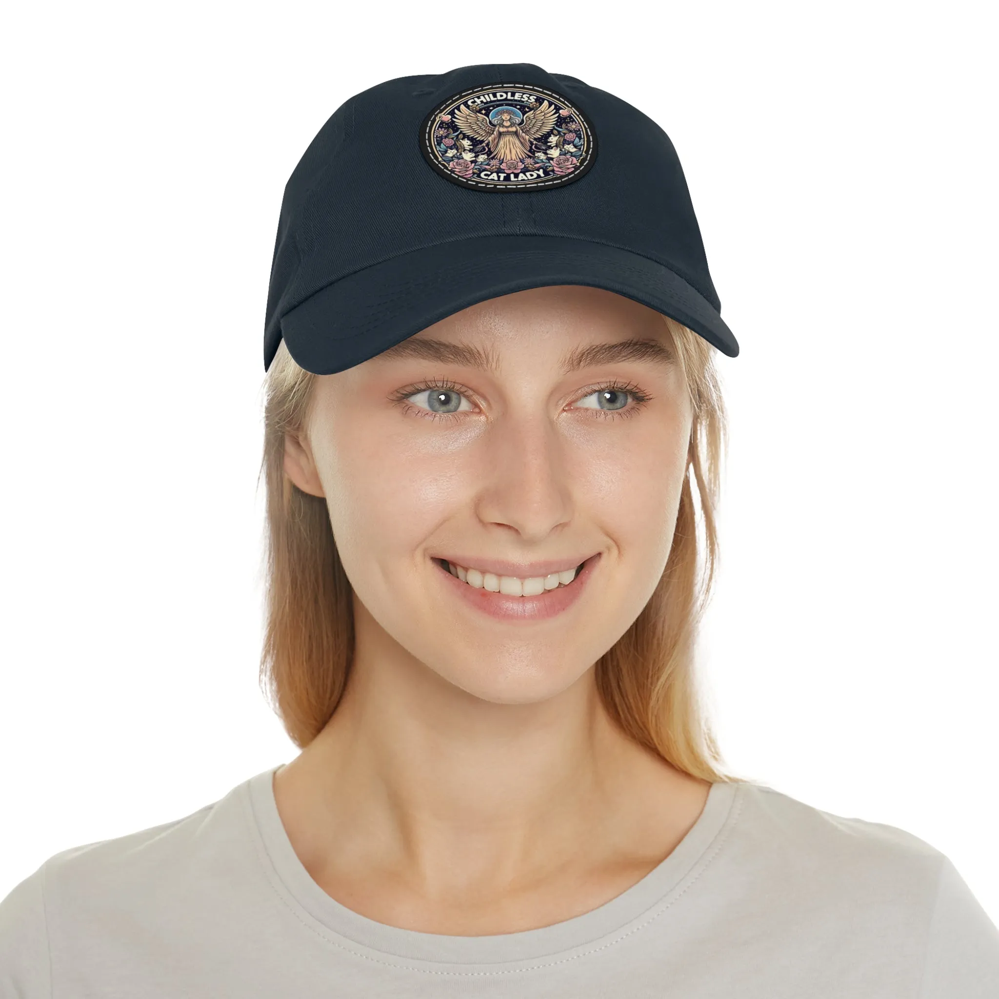 Angel of Childless Cat Ladies - Dad Hat with Leather Patch (Round)