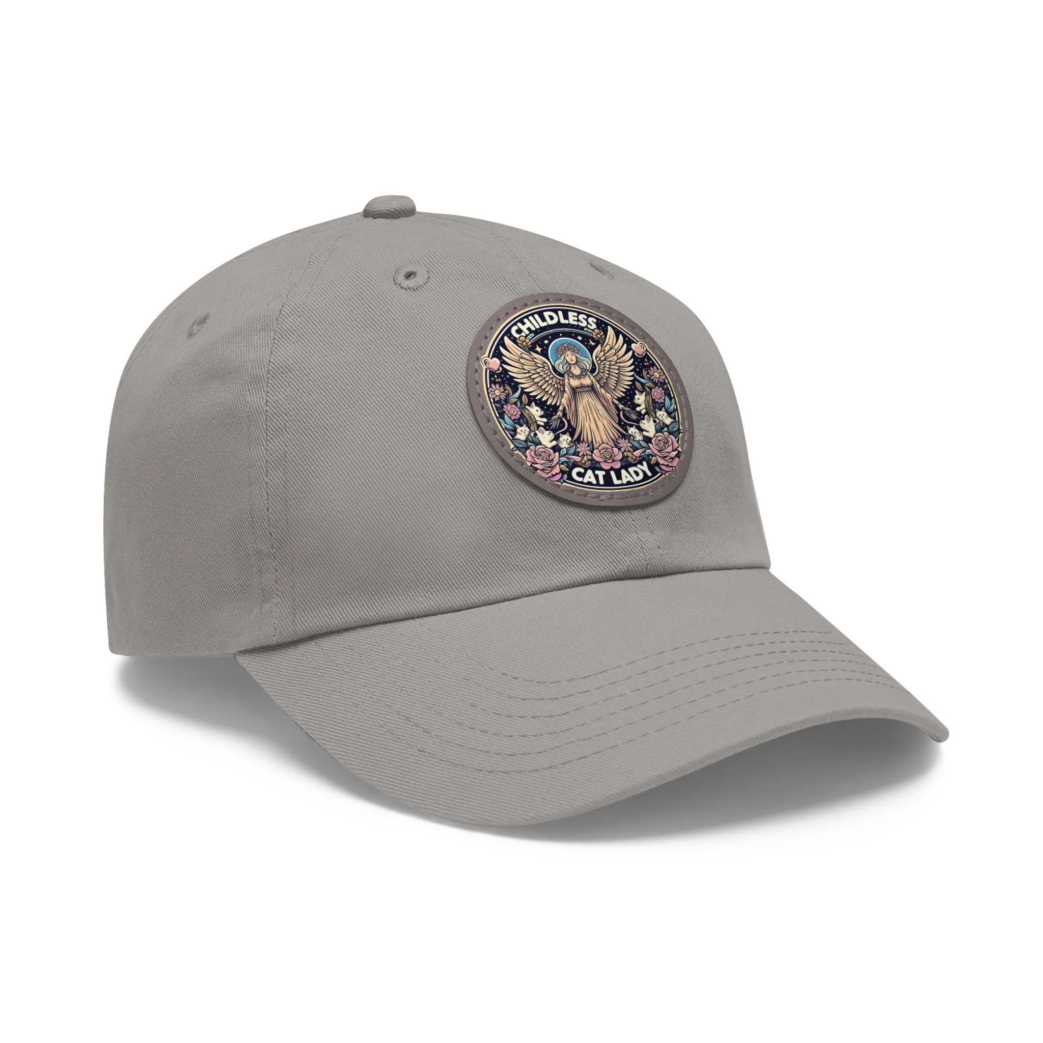 Angel of Childless Cat Ladies - Dad Hat with Leather Patch (Round)