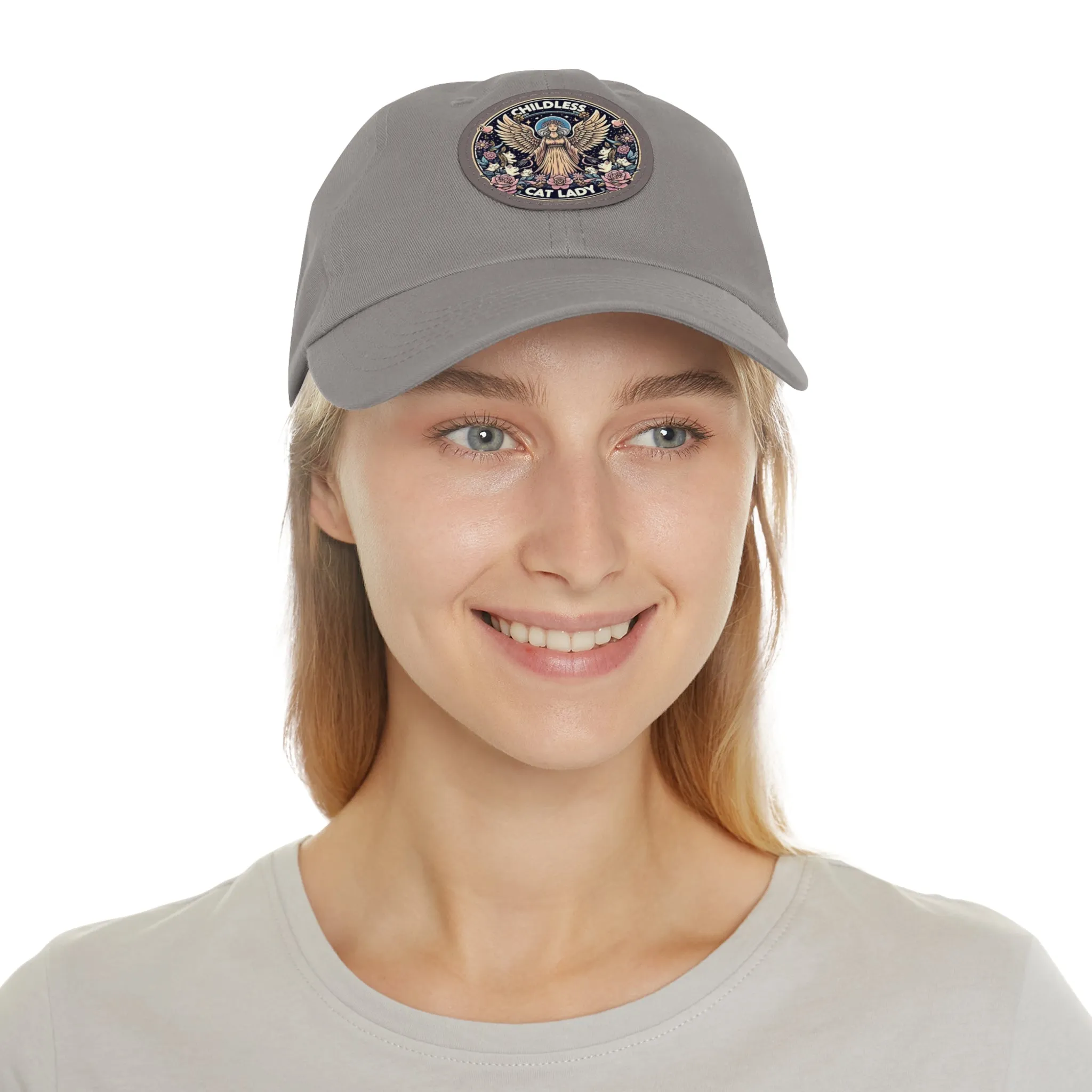 Angel of Childless Cat Ladies - Dad Hat with Leather Patch (Round)