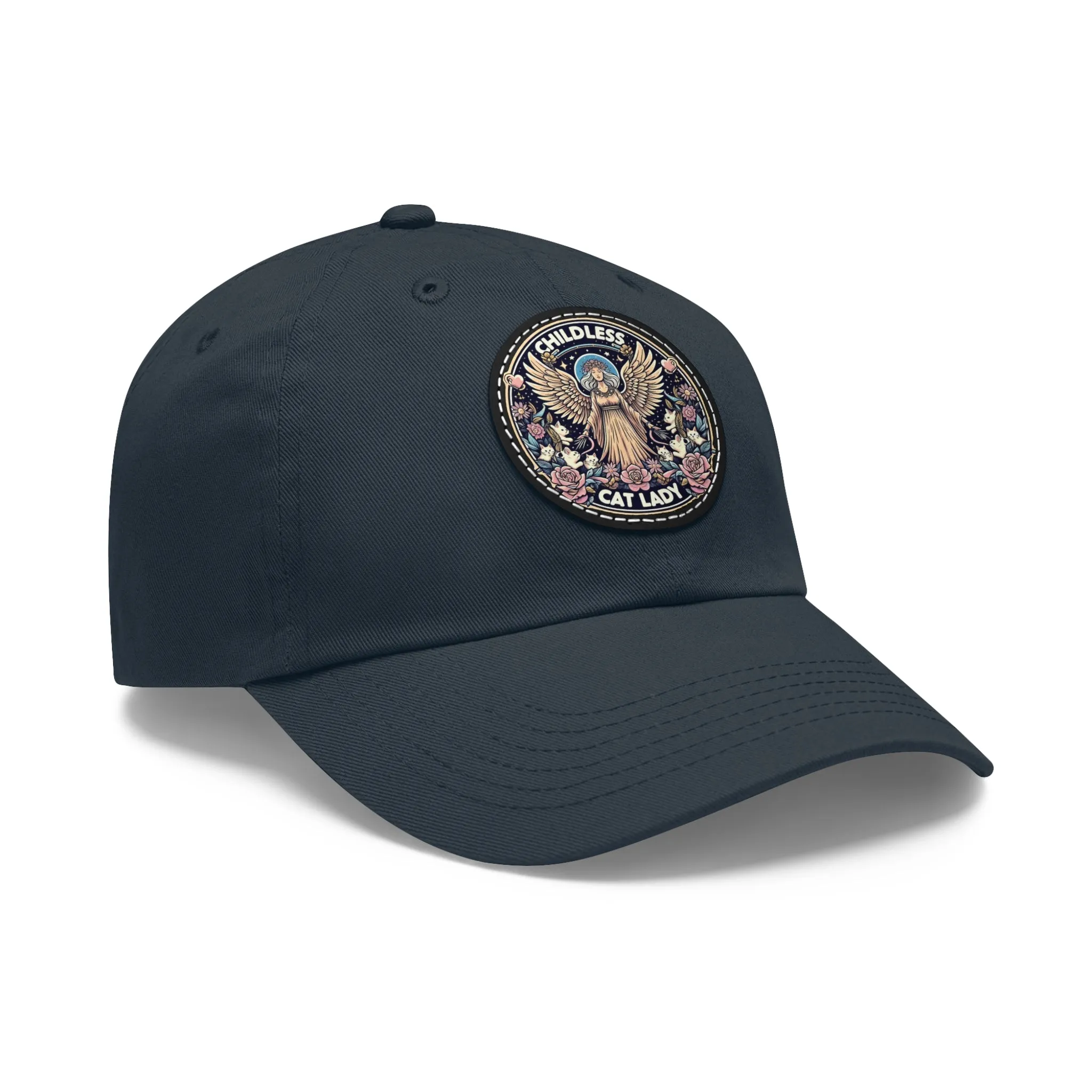 Angel of Childless Cat Ladies - Dad Hat with Leather Patch (Round)