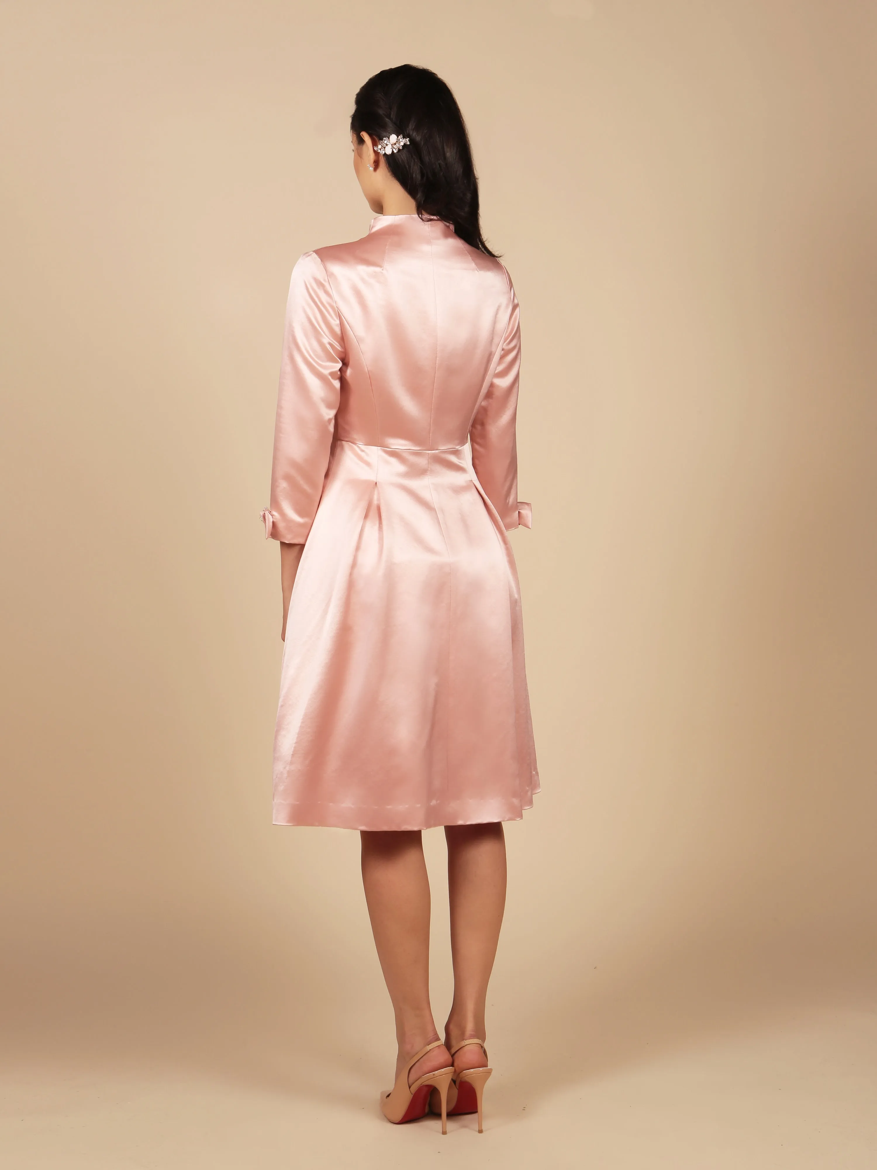 'Astor' Silk and Wool Dress Coat in Rosa