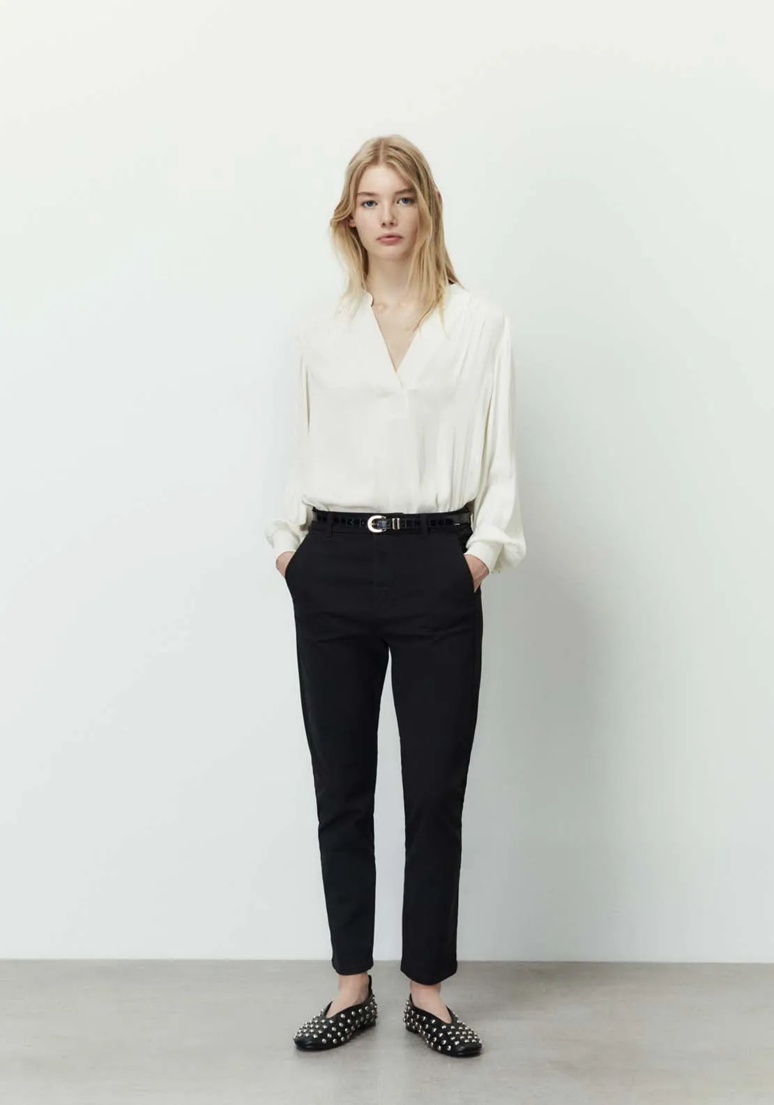 Belted chino trousers - Black