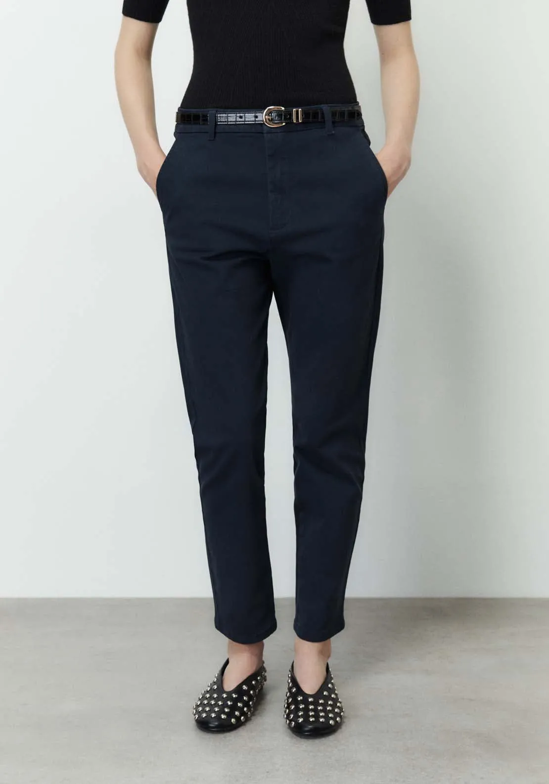 Belted chino trousers - Navy