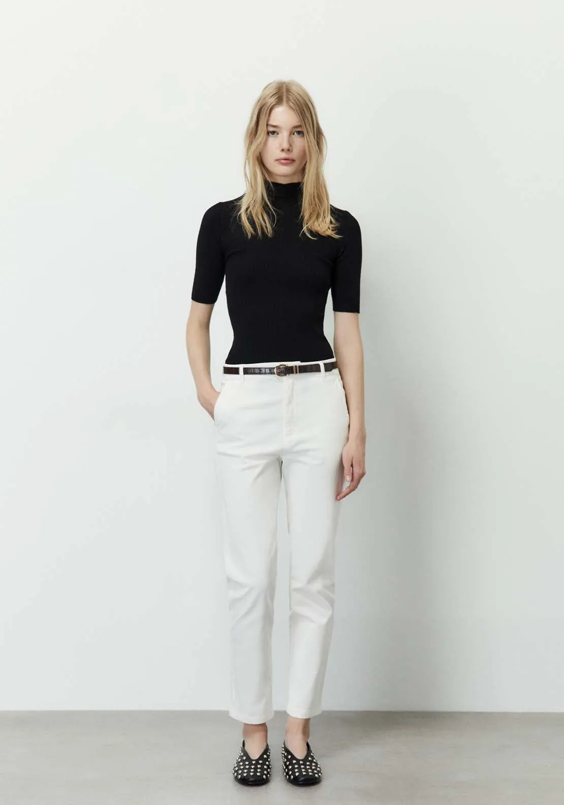 Belted Chino Trousers - Off White