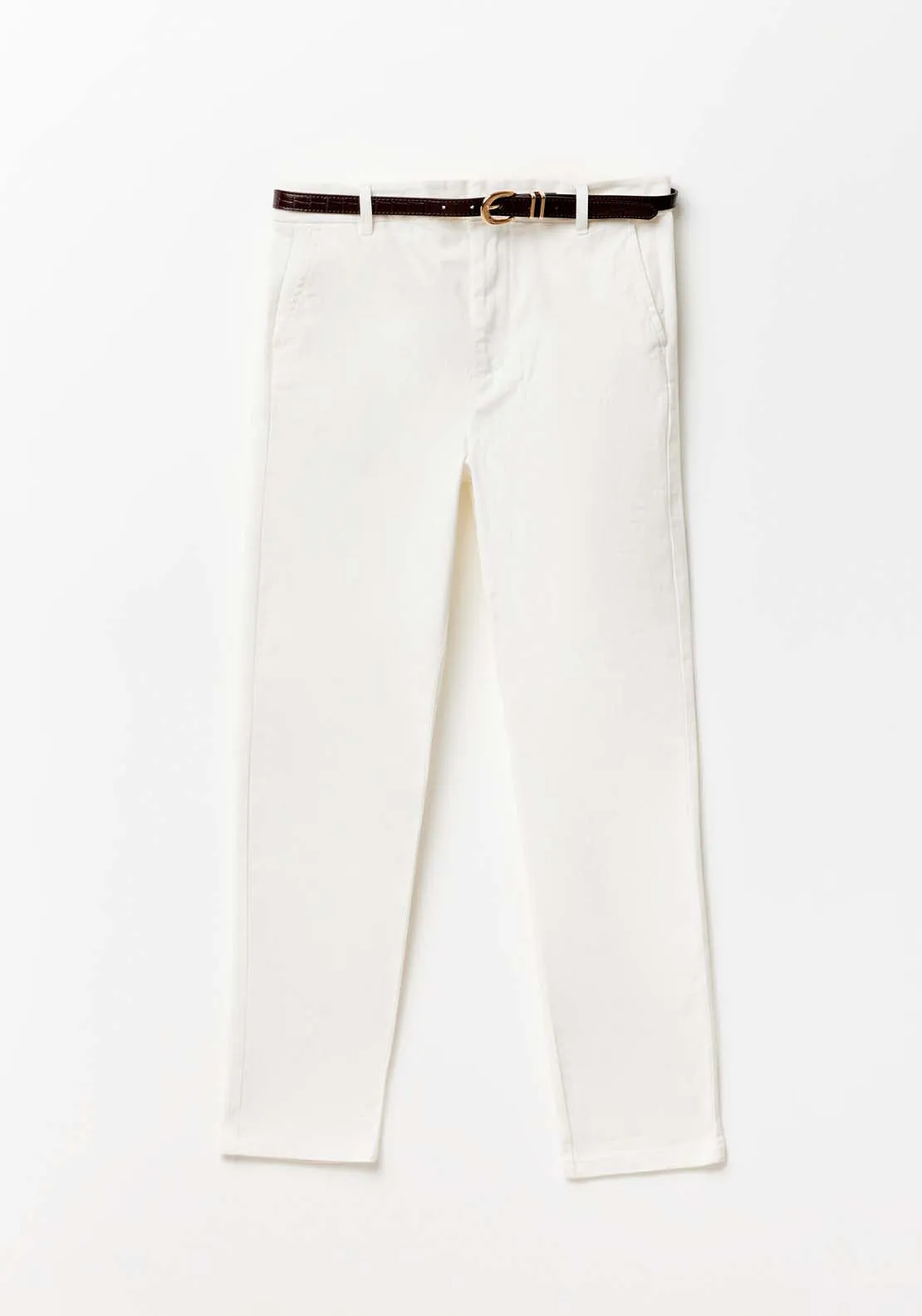 Belted Chino Trousers - Off White