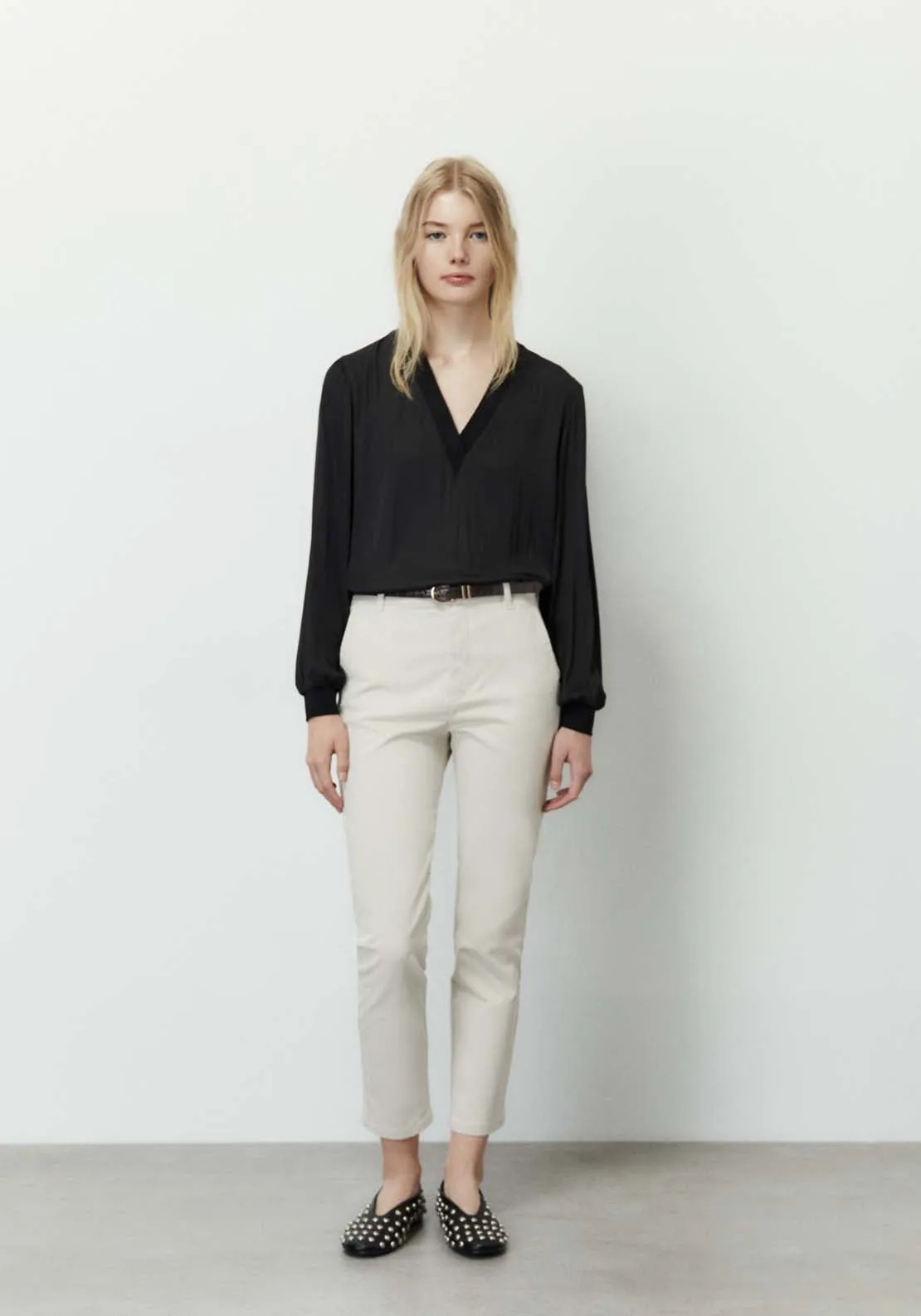 Belted chino trousers - Stone