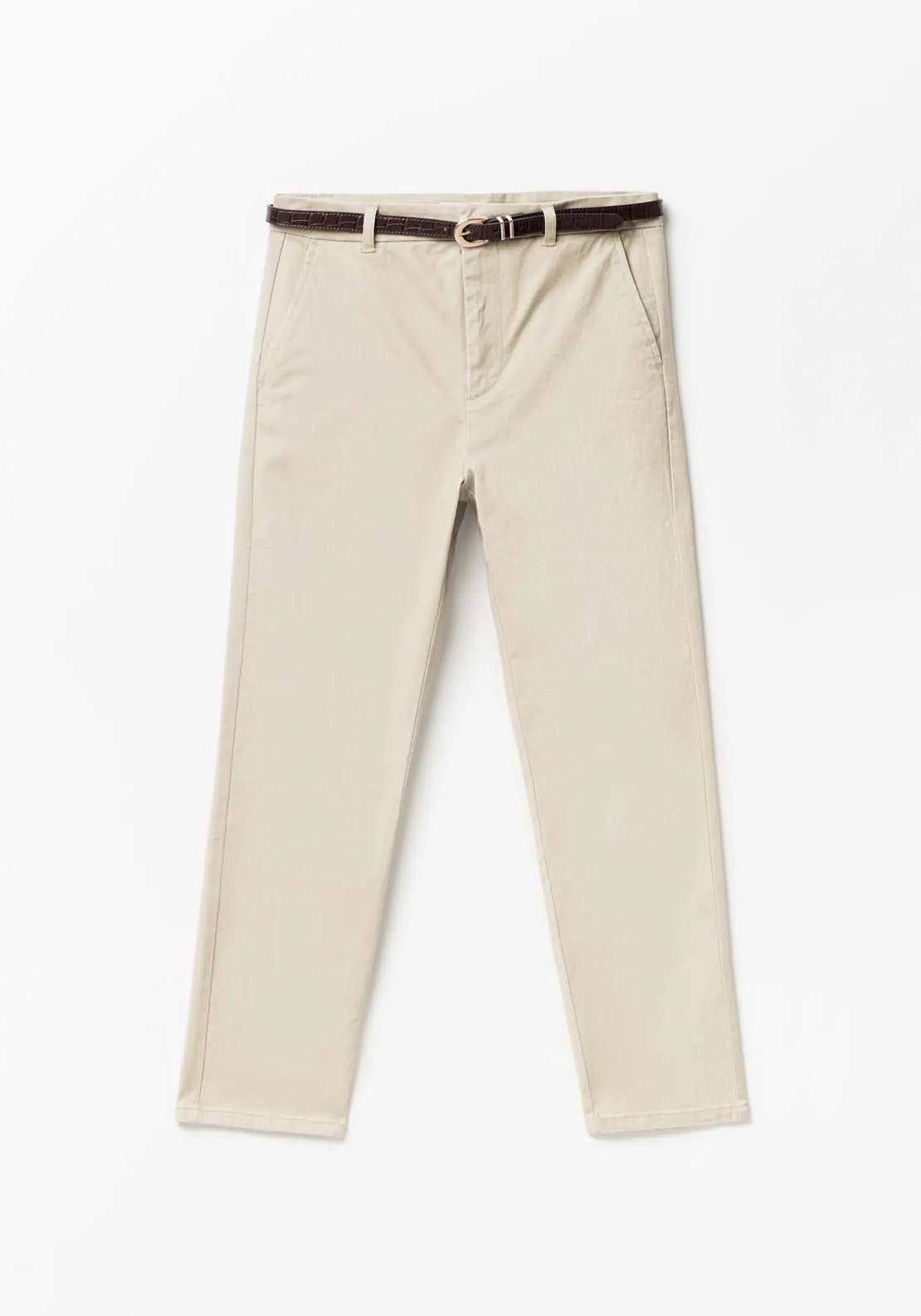 Belted chino trousers - Stone