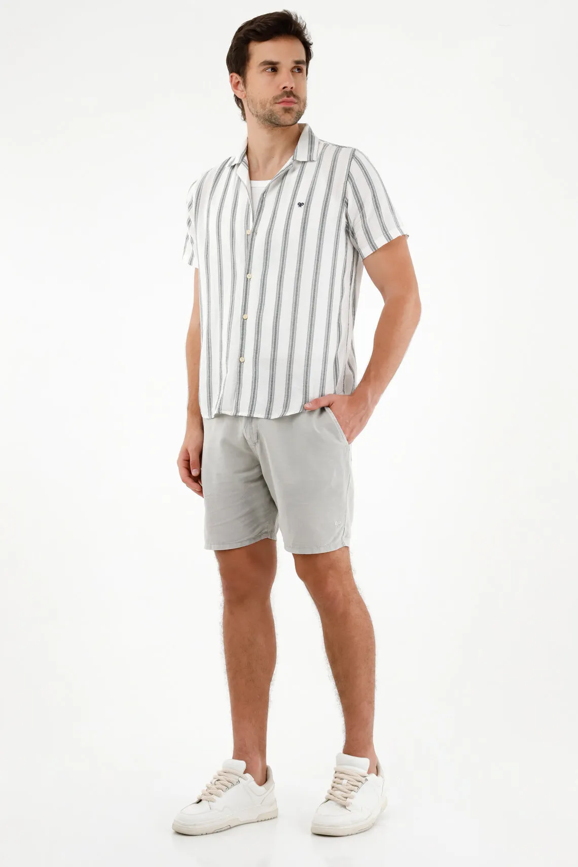 Bermuda tipo chino gris jaspe para hombre