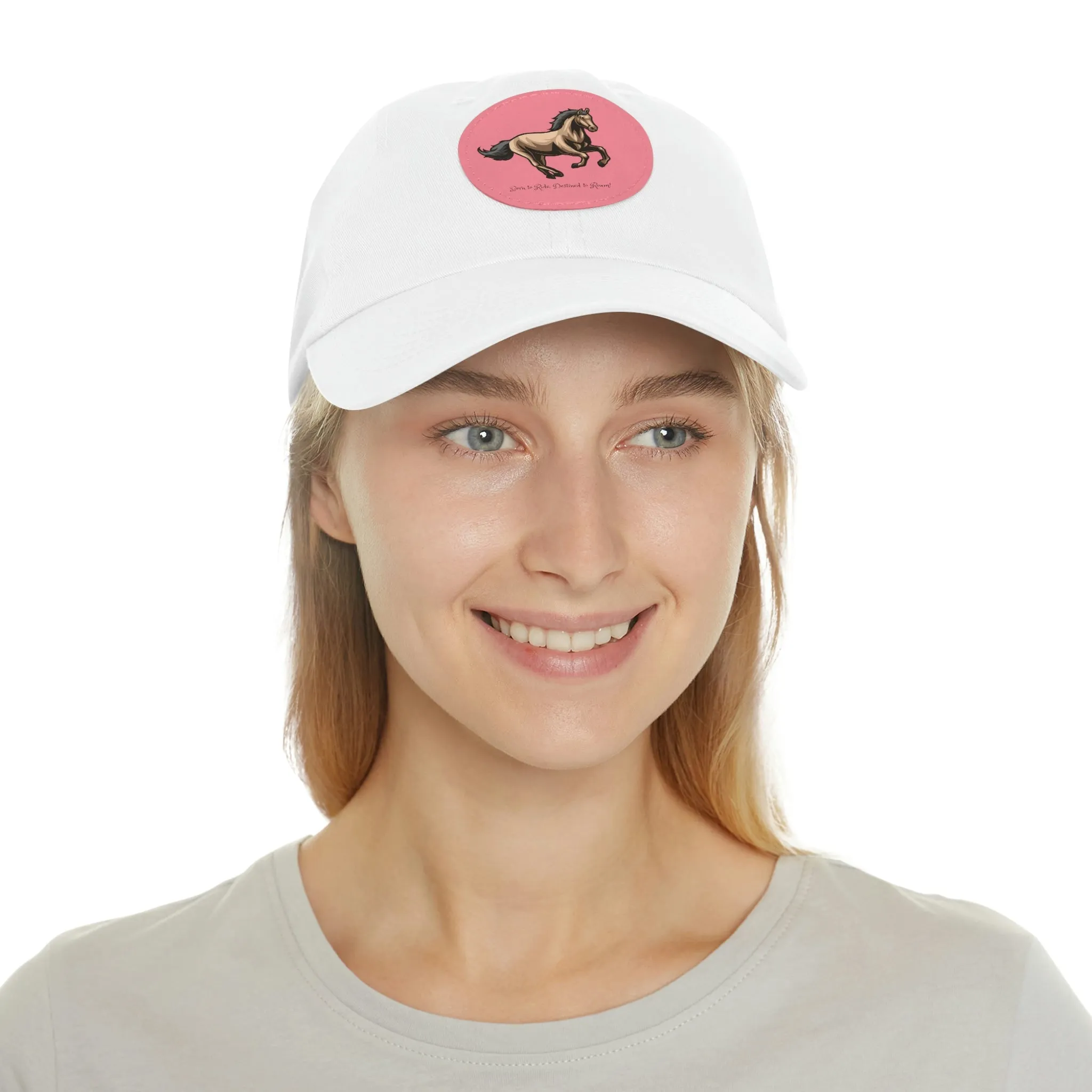 Born to Ride Horse POD Dad Hat with Leather Patch (Round)