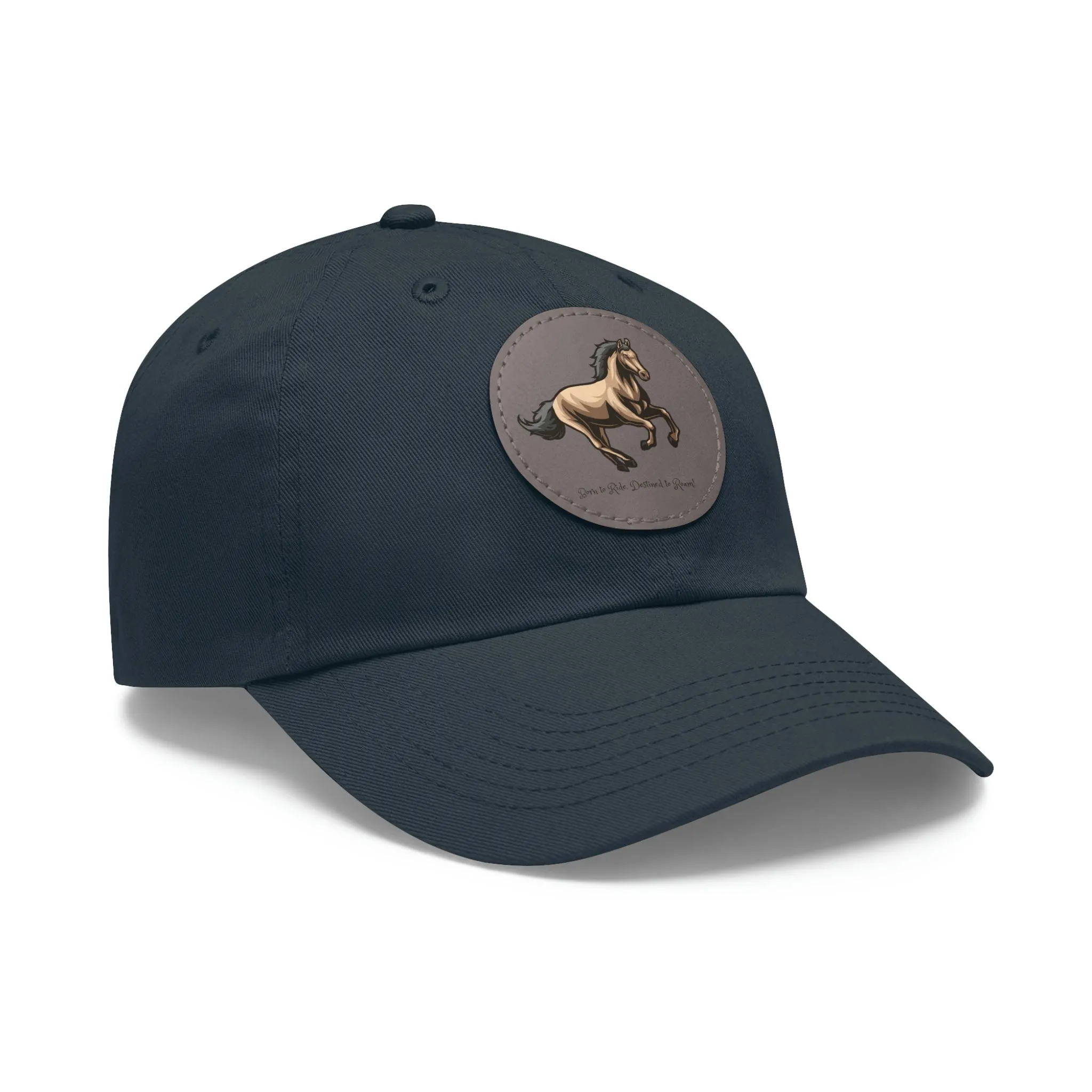 Born to Ride Horse POD Dad Hat with Leather Patch (Round)