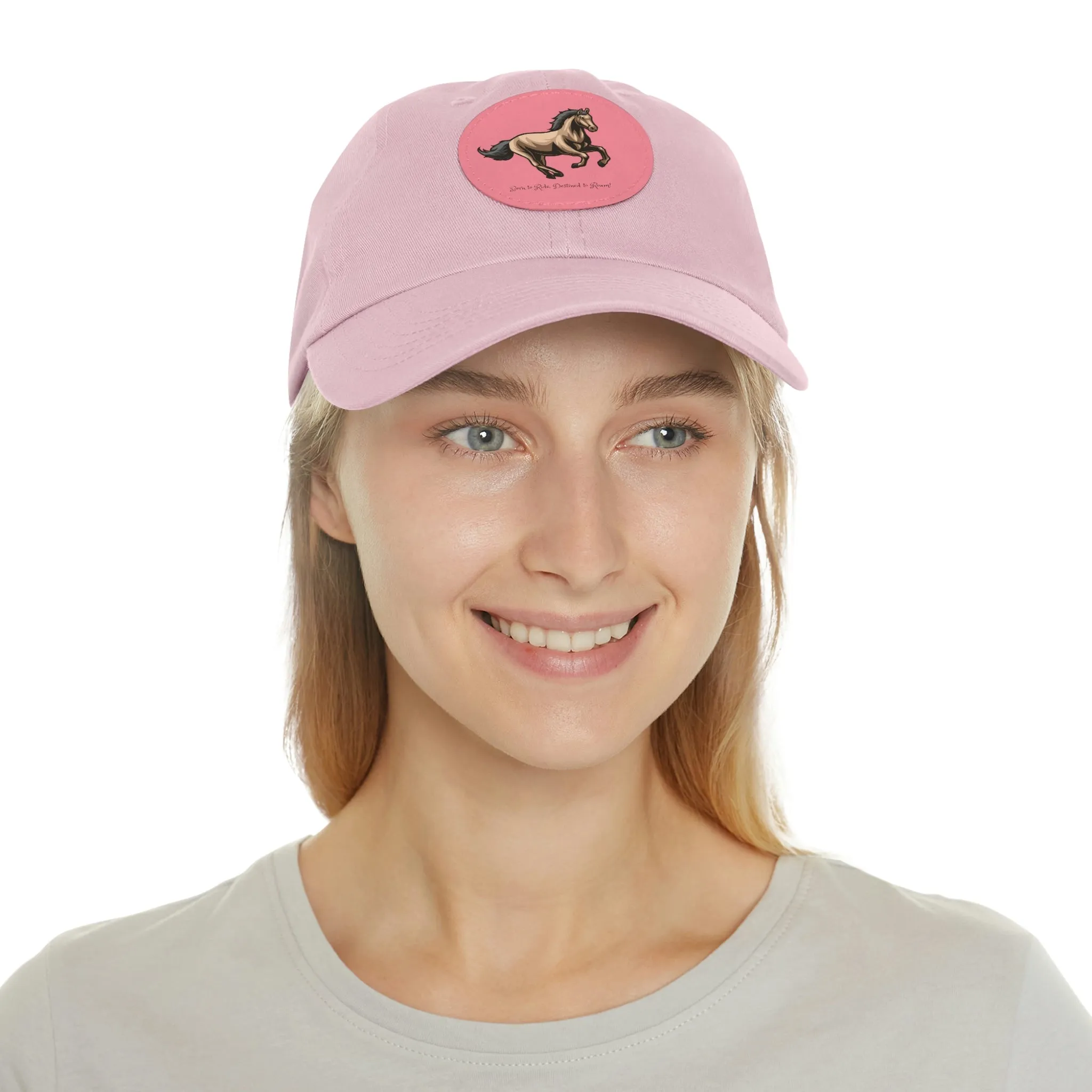 Born to Ride Horse POD Dad Hat with Leather Patch (Round)