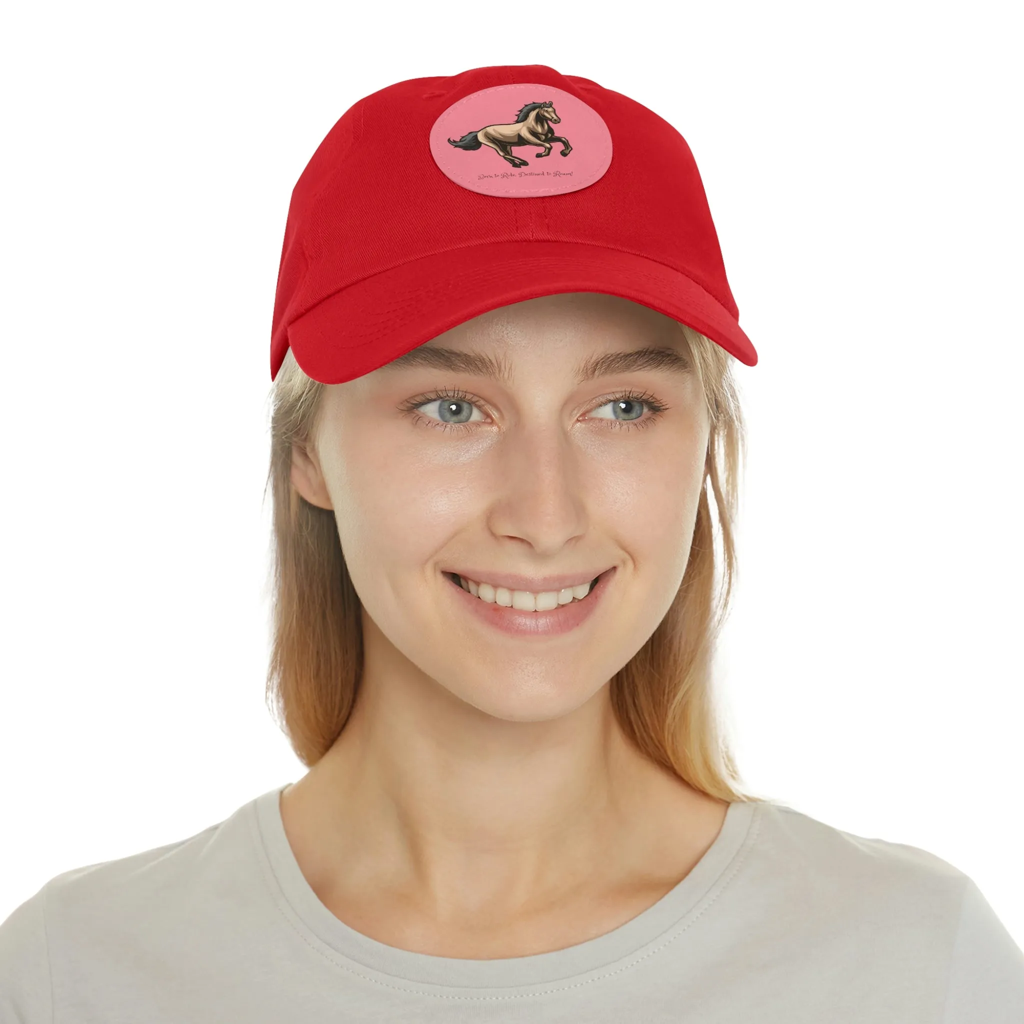 Born to Ride Horse POD Dad Hat with Leather Patch (Round)