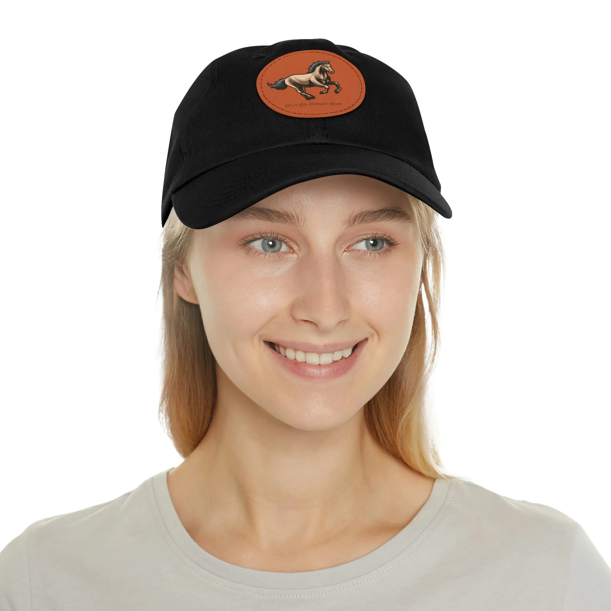 Born to Ride Horse POD Dad Hat with Leather Patch (Round)