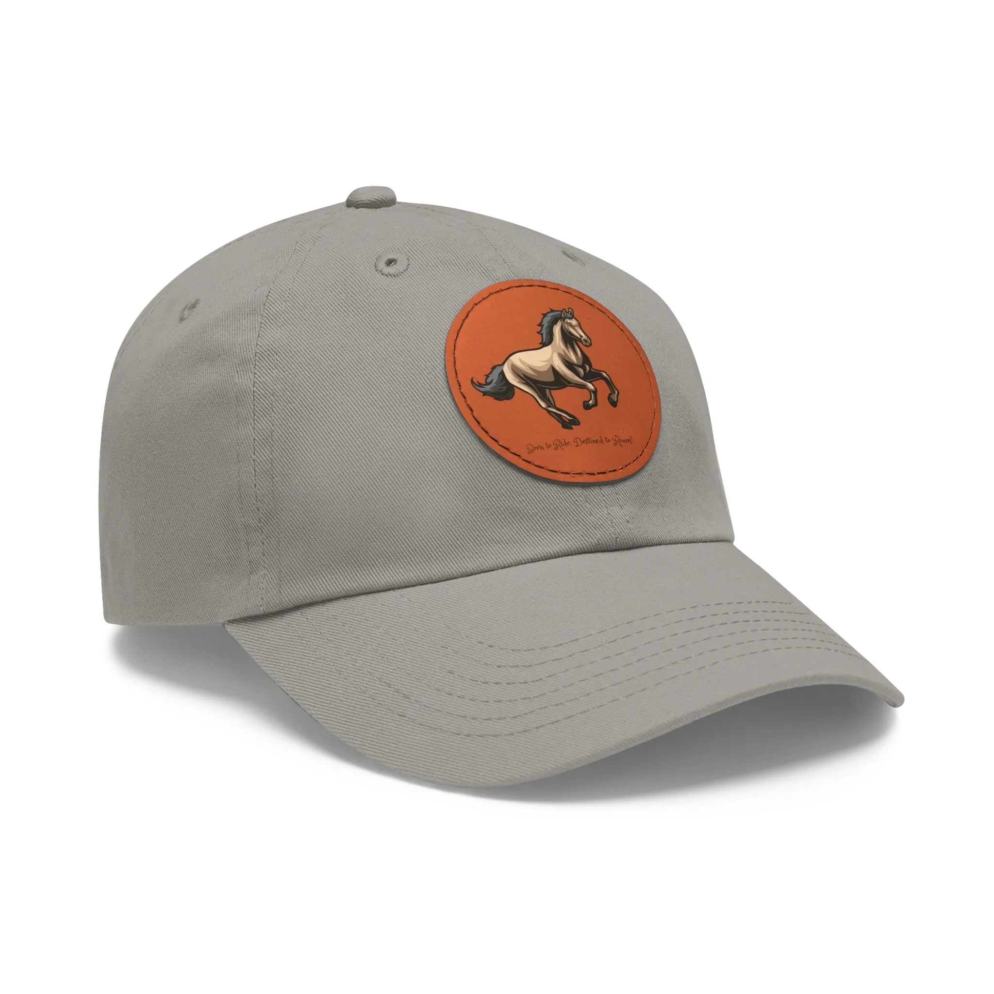 Born to Ride Horse POD Dad Hat with Leather Patch (Round)