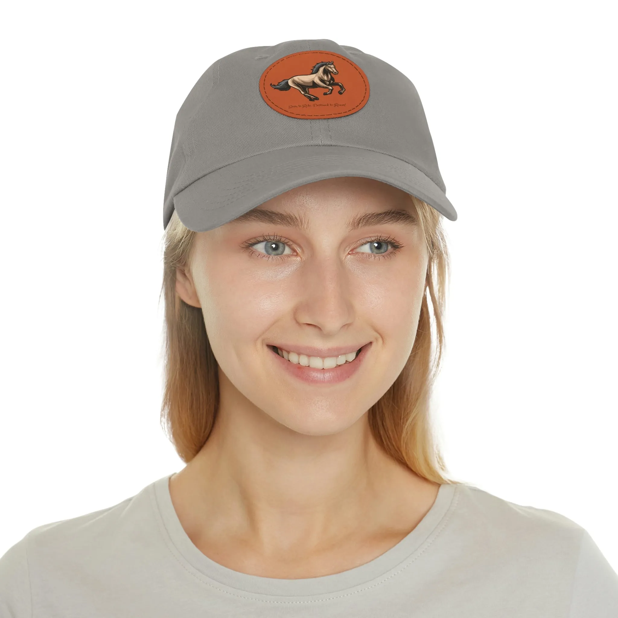 Born to Ride Horse POD Dad Hat with Leather Patch (Round)