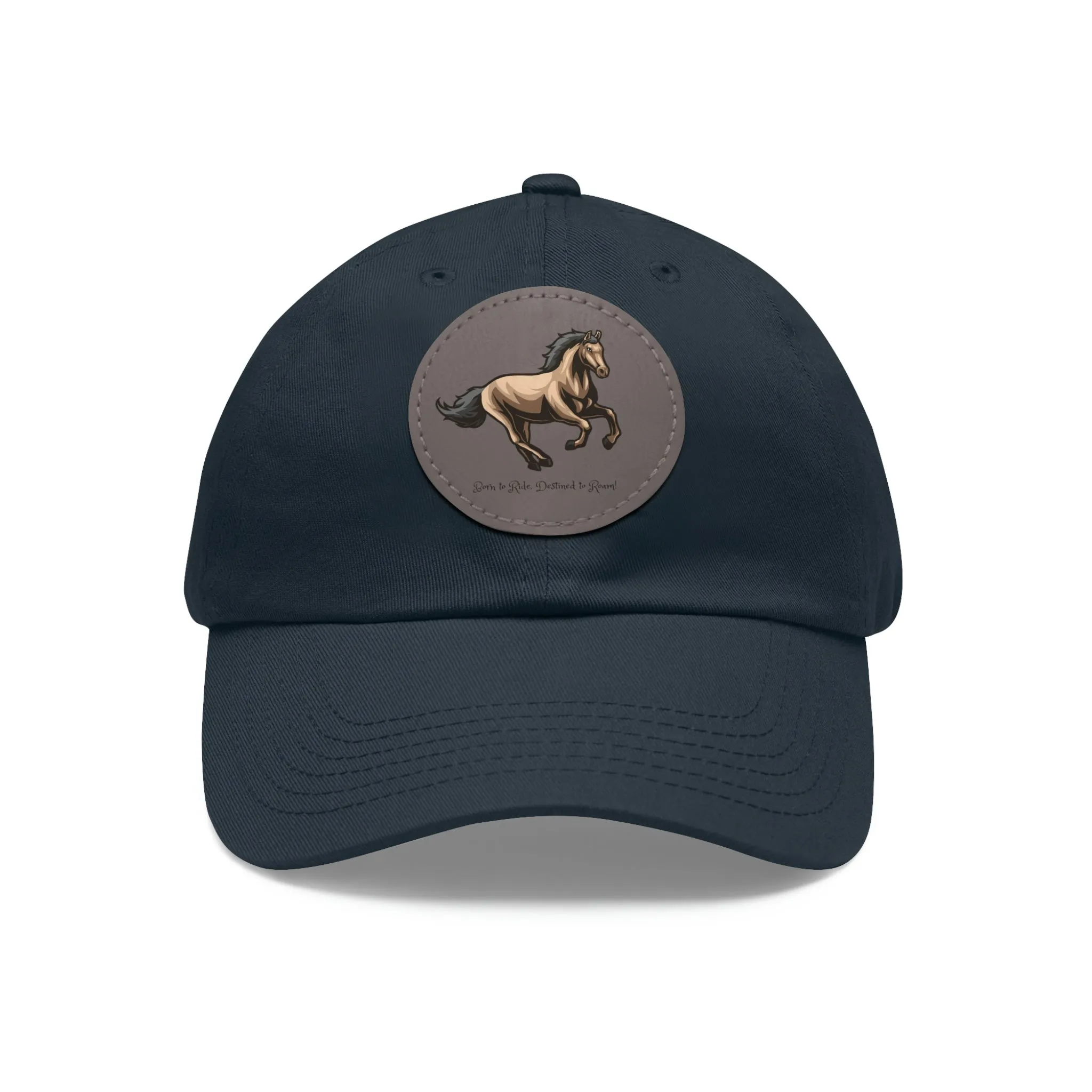 Born to Ride Horse POD Dad Hat with Leather Patch (Round)