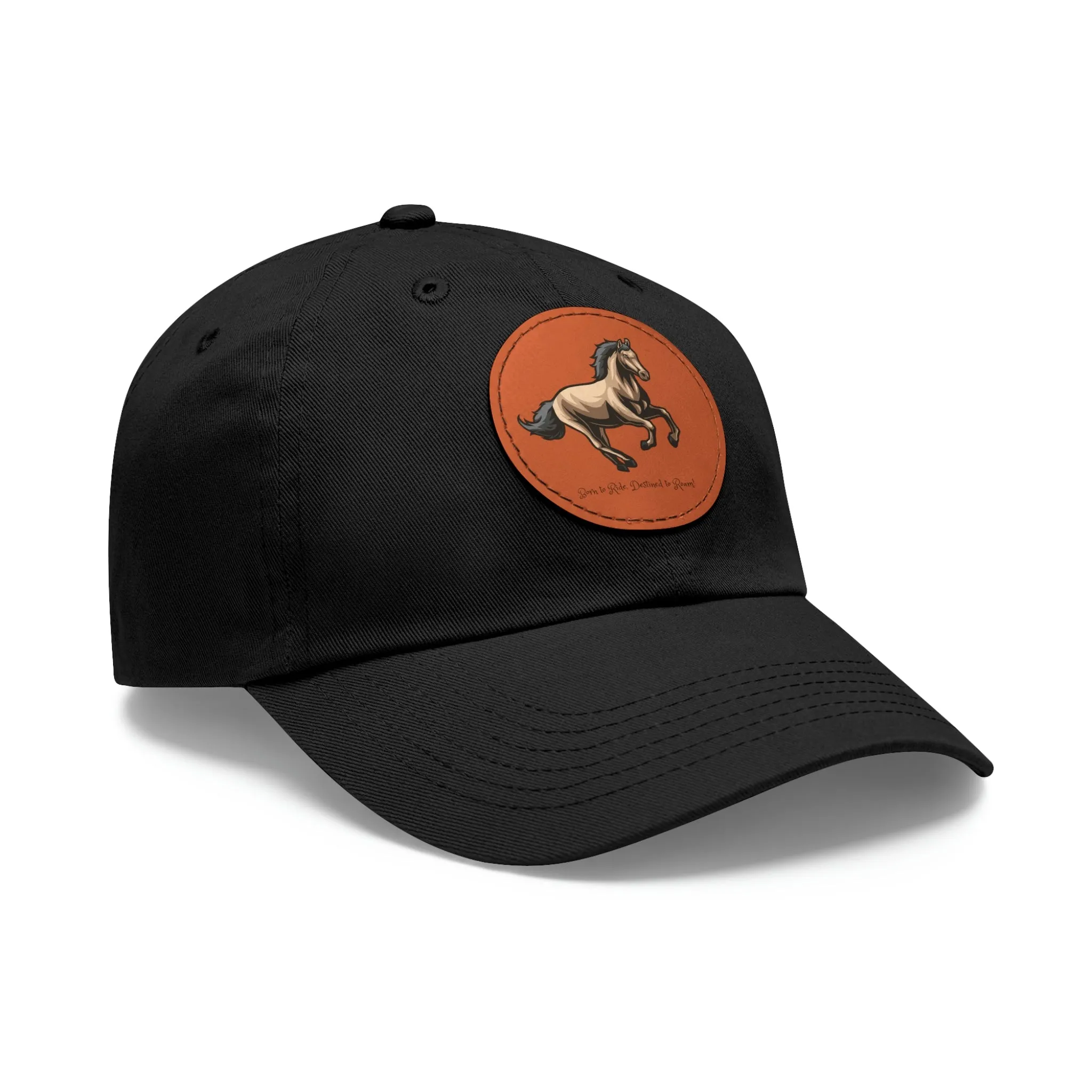 Born to Ride Horse POD Dad Hat with Leather Patch (Round)