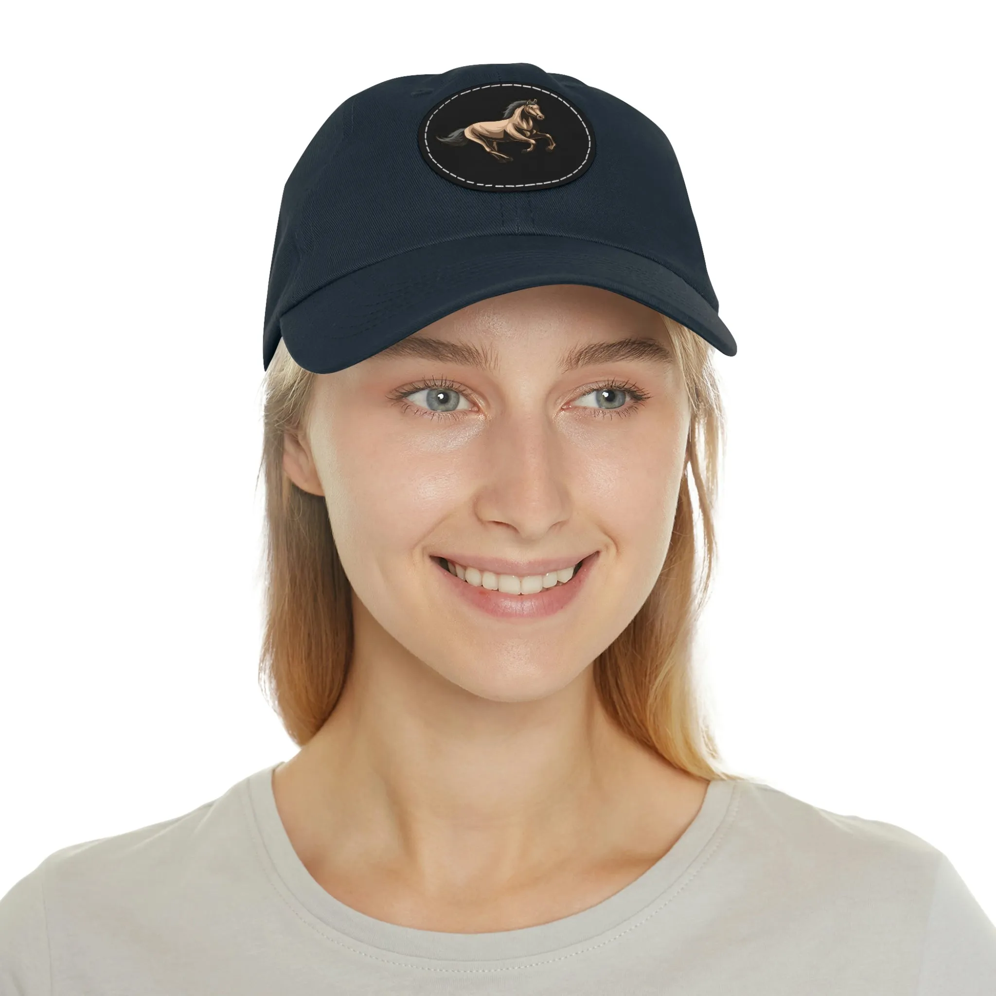 Born to Ride Horse POD Dad Hat with Leather Patch (Round)