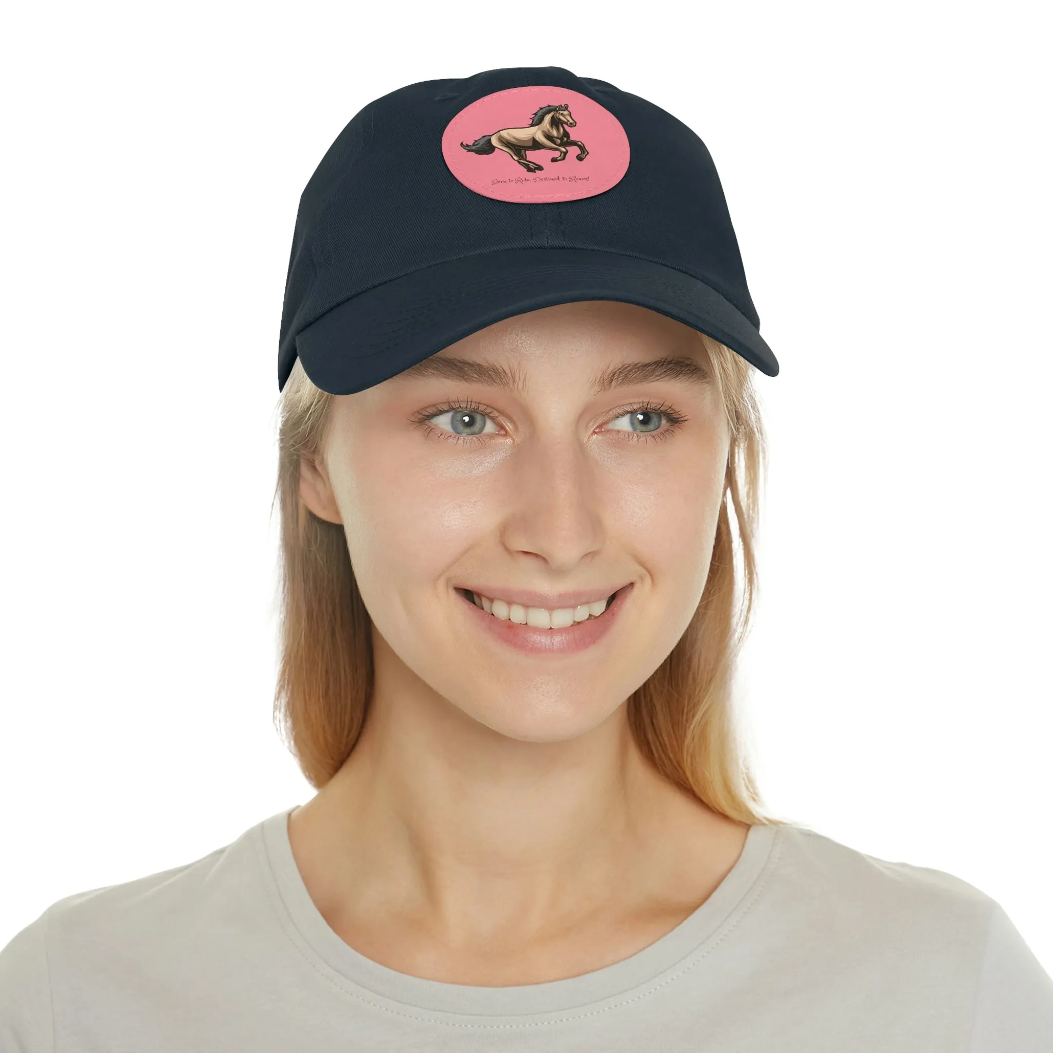 Born to Ride Horse POD Dad Hat with Leather Patch (Round)