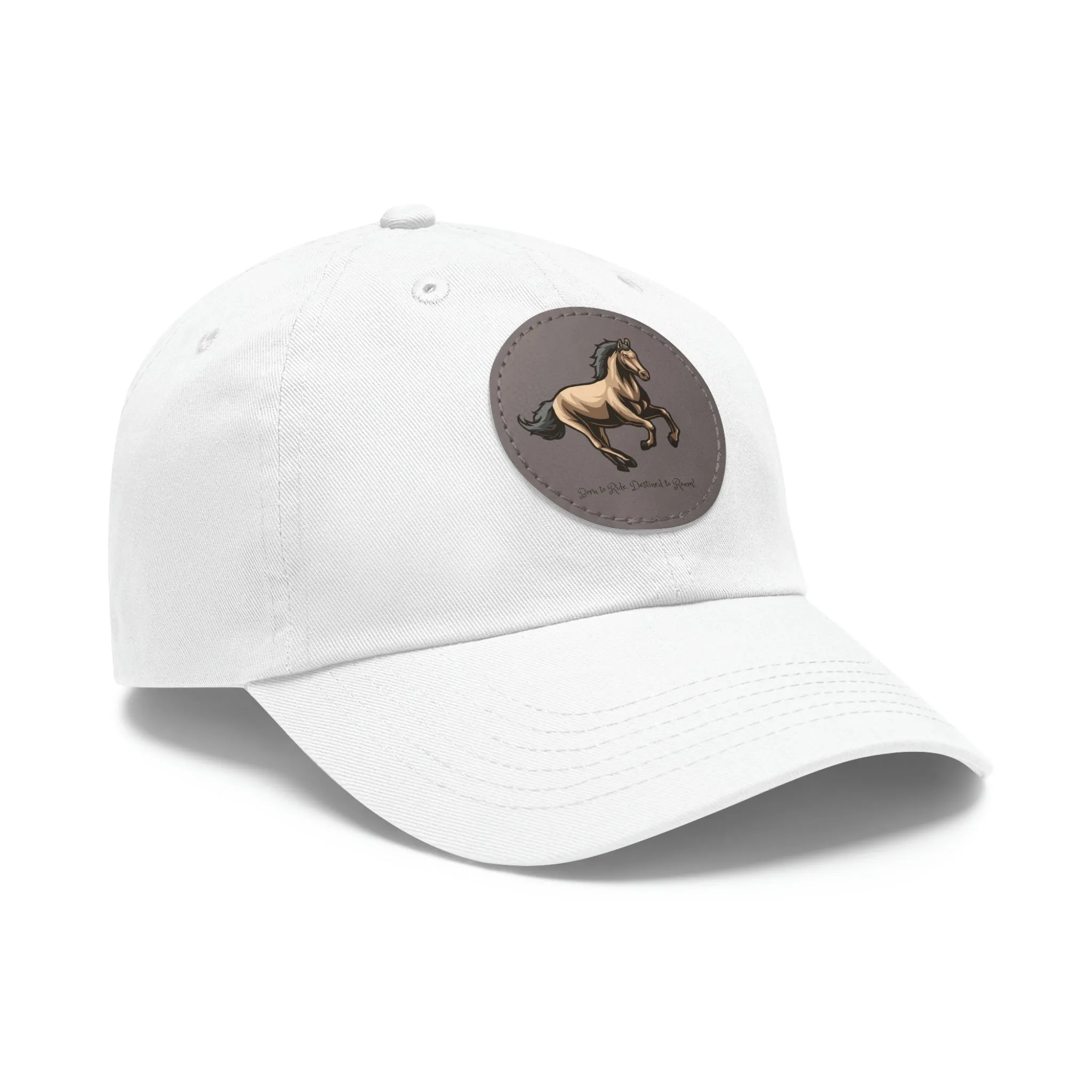 Born to Ride Horse POD Dad Hat with Leather Patch (Round)