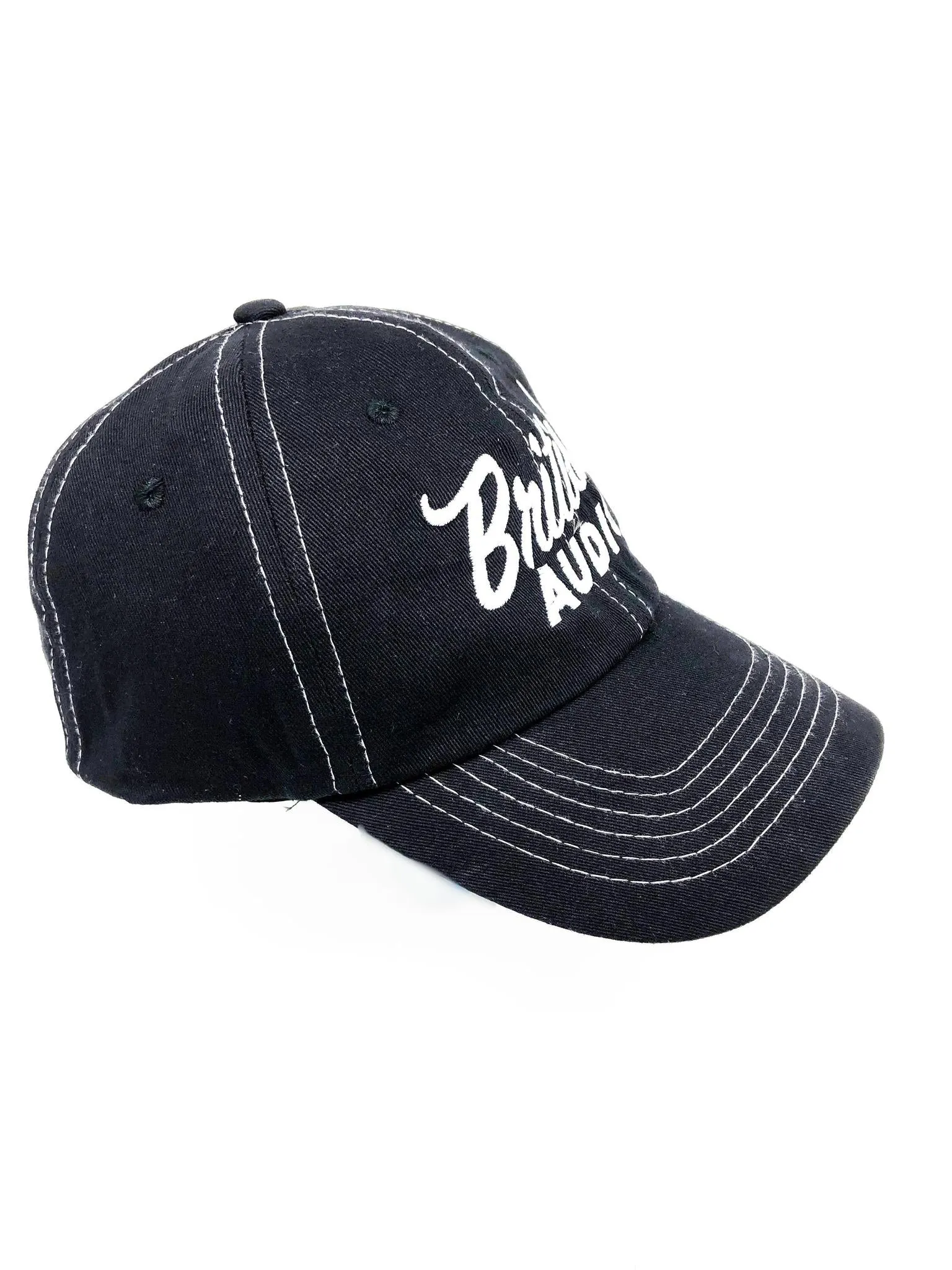 British Audio Black and White Twill Embroidered Retro Cap