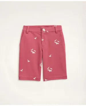 Brooks Brothers Boys Stretch Cotton Seagull Embroidered Chino Shorts Red