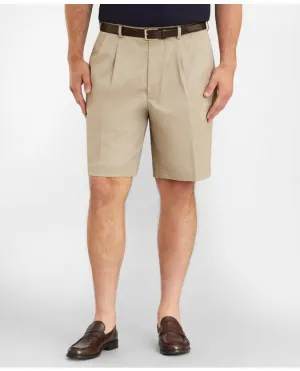 Brooks Brothers Men's Big & Tall Pleat Front Stretch Advantage Chino Shorts Khaki