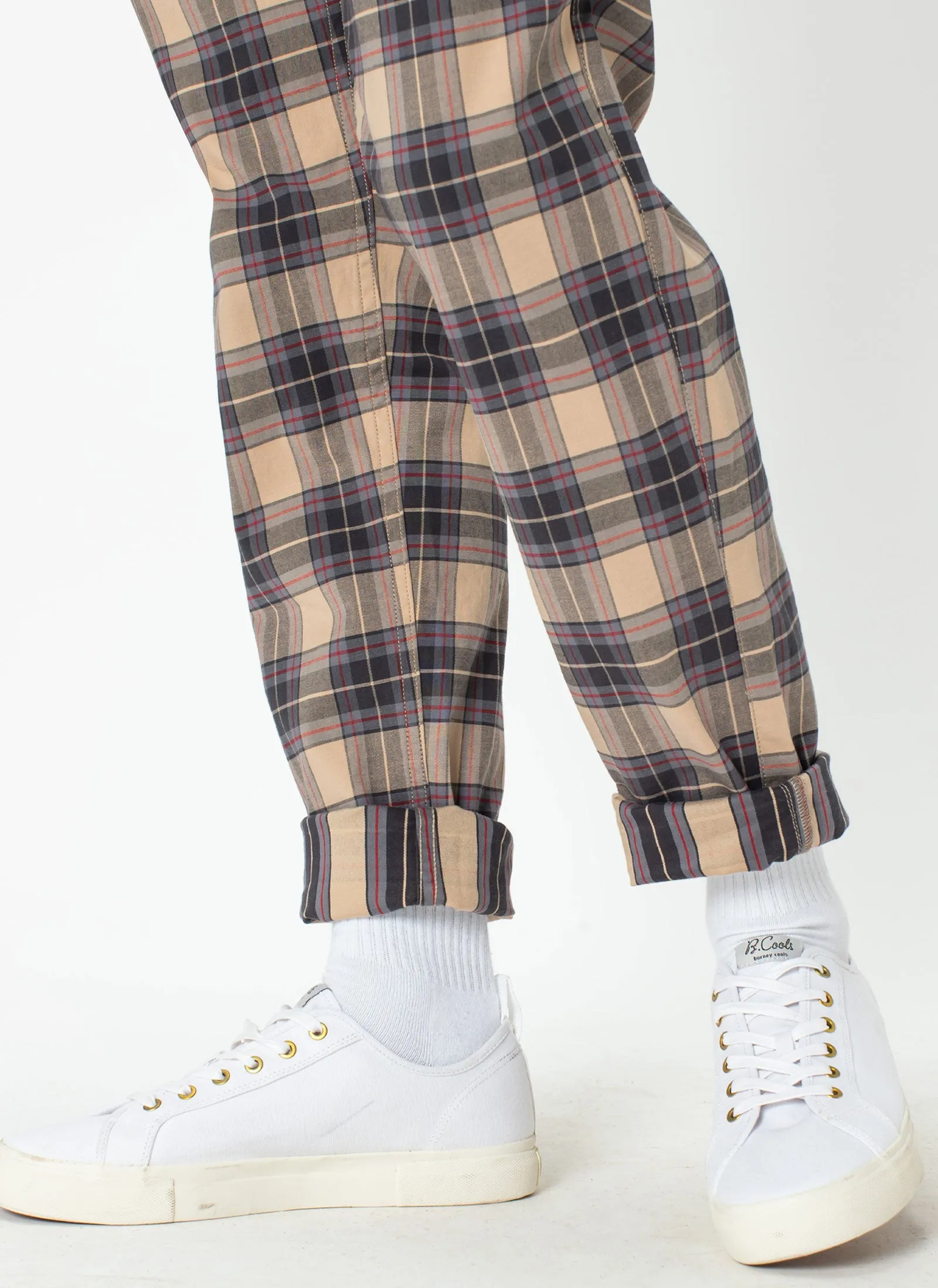 B.Slim Elastic Chino Beige Plaid