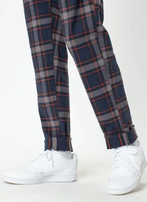 B.Slim Elastic Chino Navy Plaid