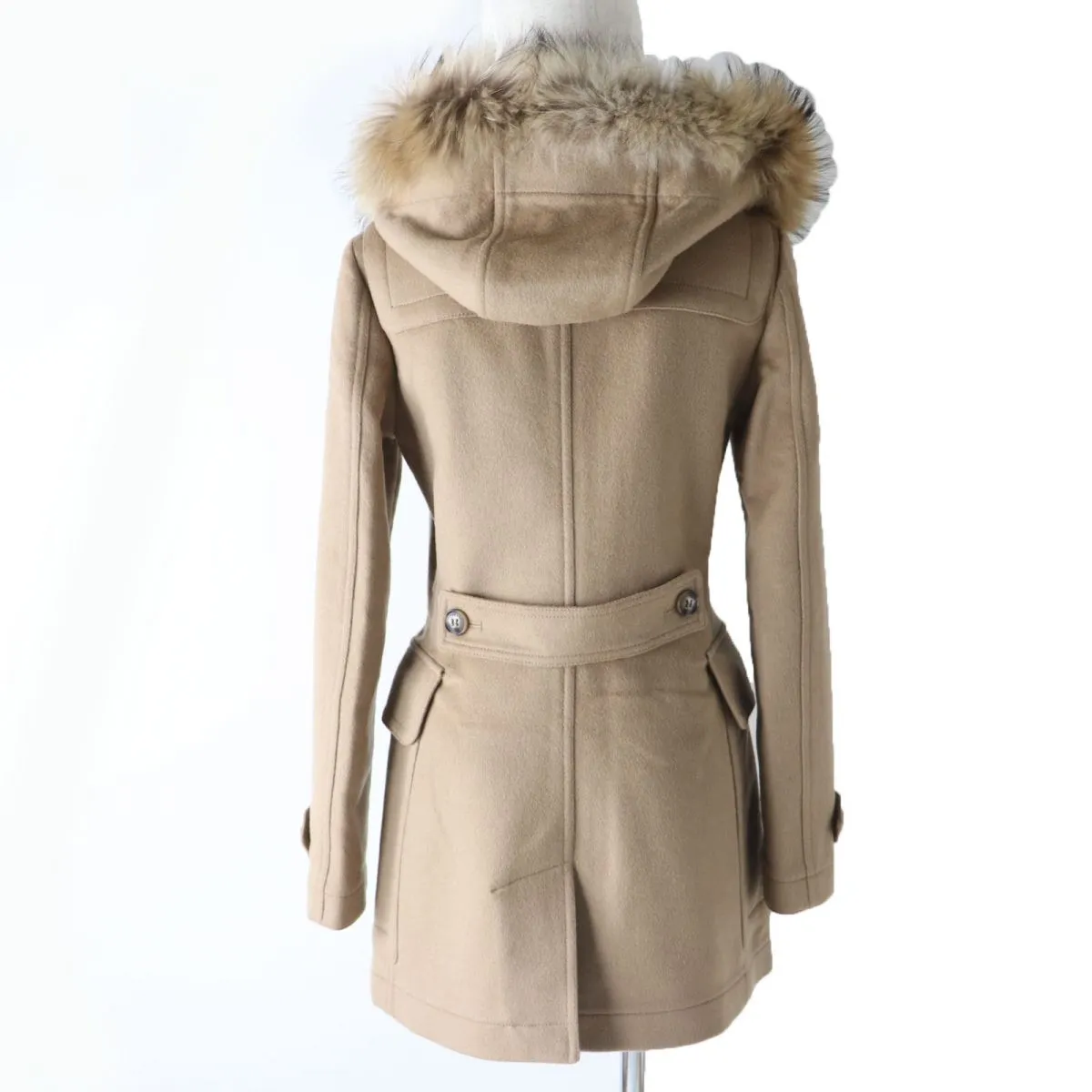 Burberry Brit Fur Hood Duffle Coat Brown