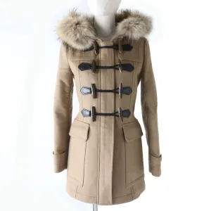 Burberry Brit Fur Hood Duffle Coat Brown