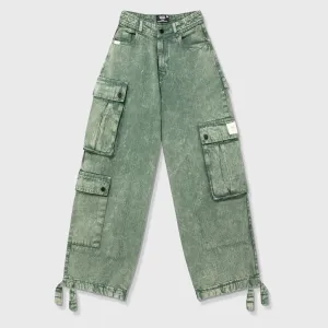 Cargo Multi-Pocket Pants - Washed Green