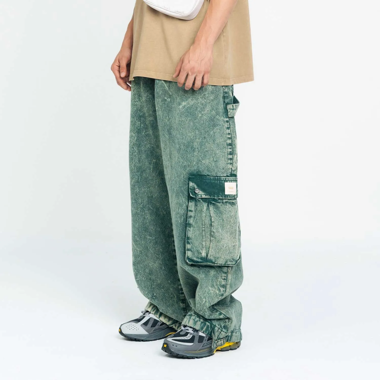 Cargo Multi-Pocket Pants - Washed Green