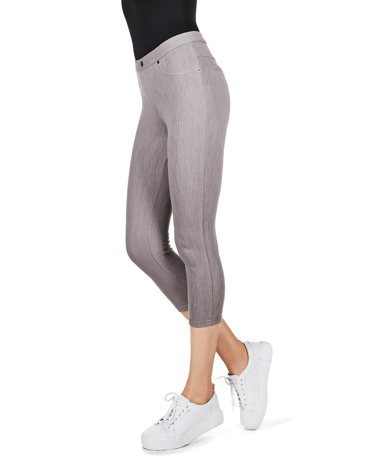 Chino Capri-Length Cotton Blend Leggings