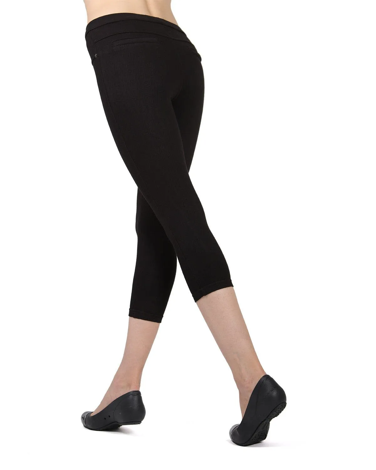 Chino Capri-Length Cotton Blend Leggings