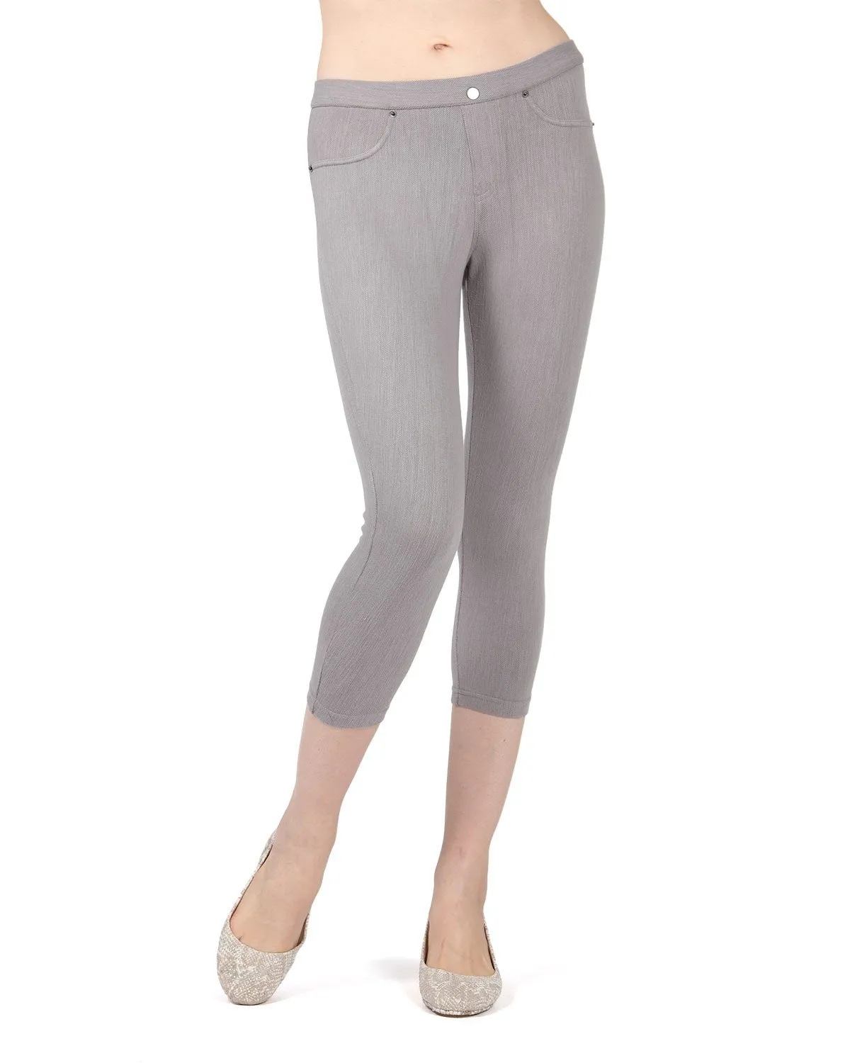 Chino Capri-Length Cotton Blend Leggings