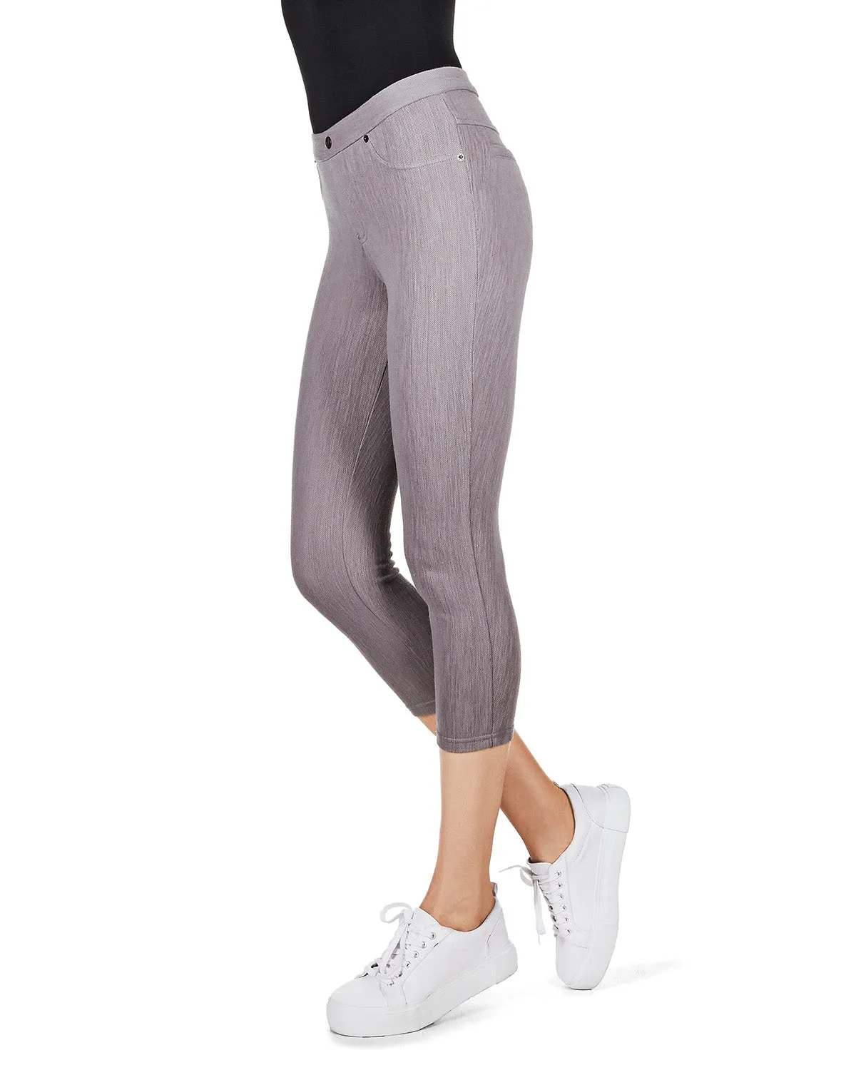 Chino Capri-Length Cotton Blend Leggings