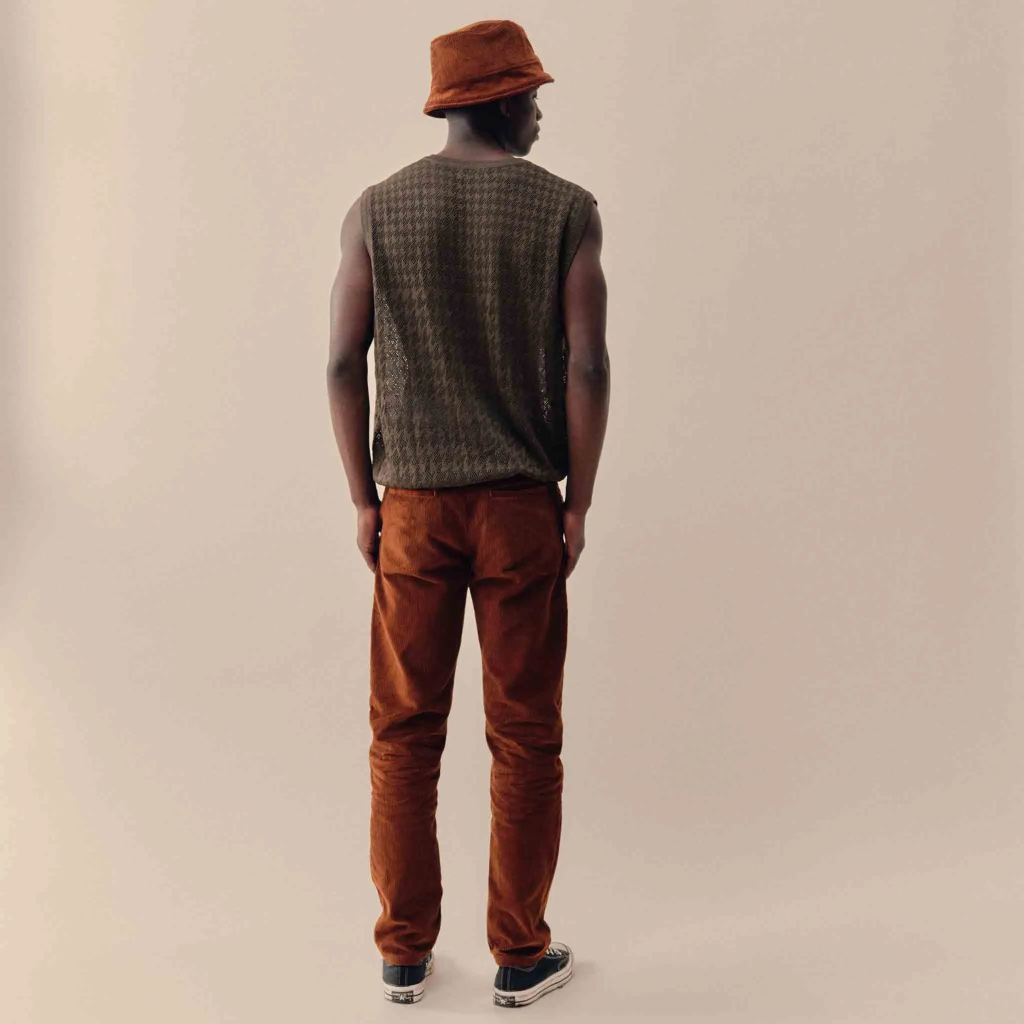 Chino Jeannot Velours terracotta coupe demi-slim