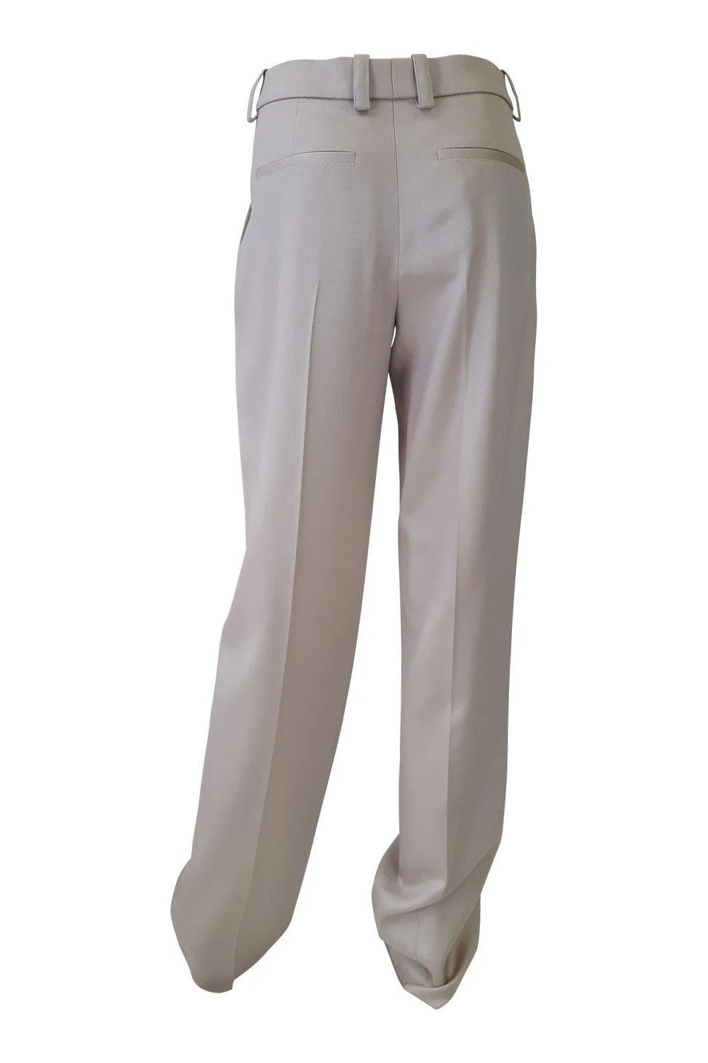 CHLOE Women's Beige Straight Leg Crease Front Trousers Raw Hemmed (W 28)