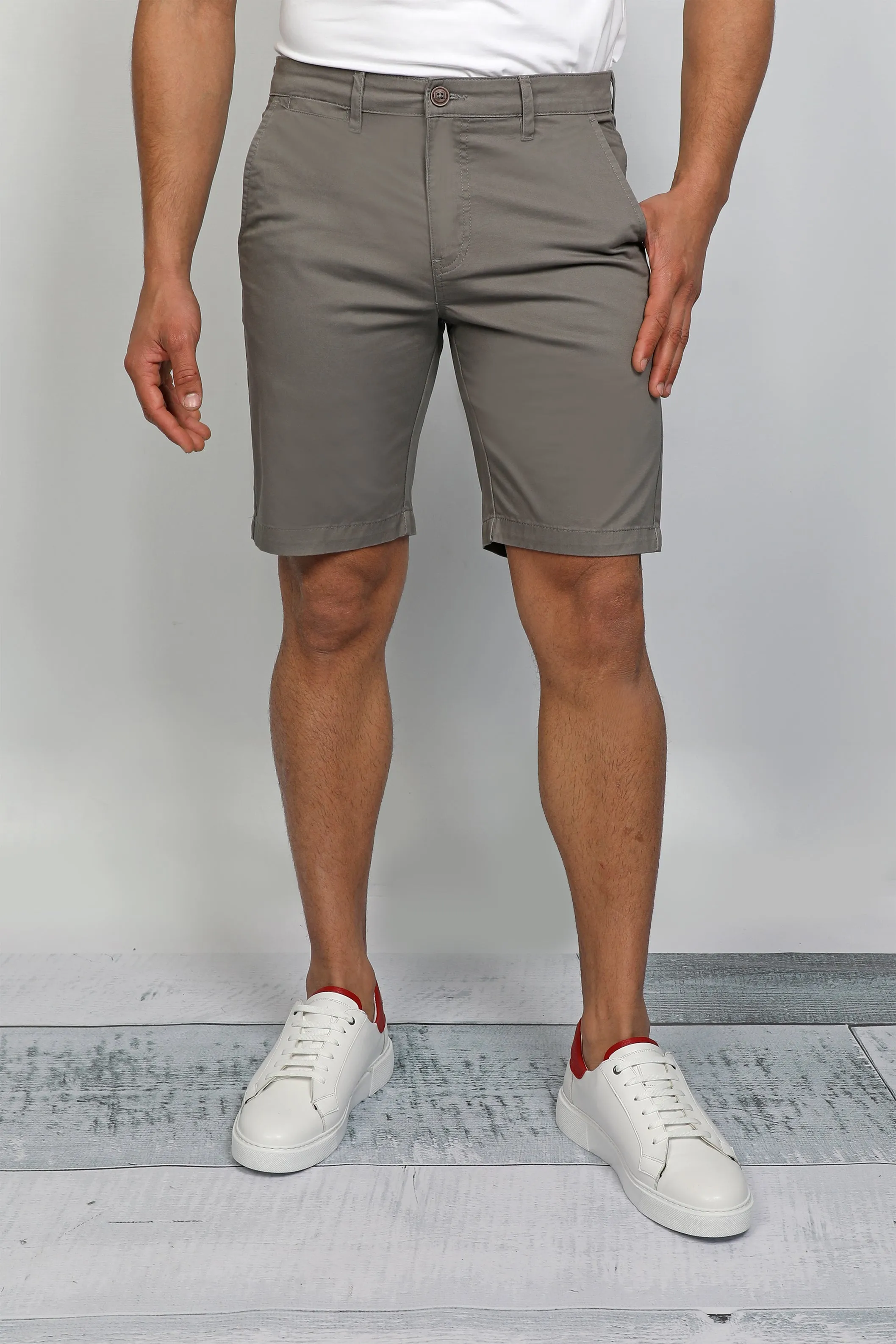 Dark Grey Chino Short With Button To Close