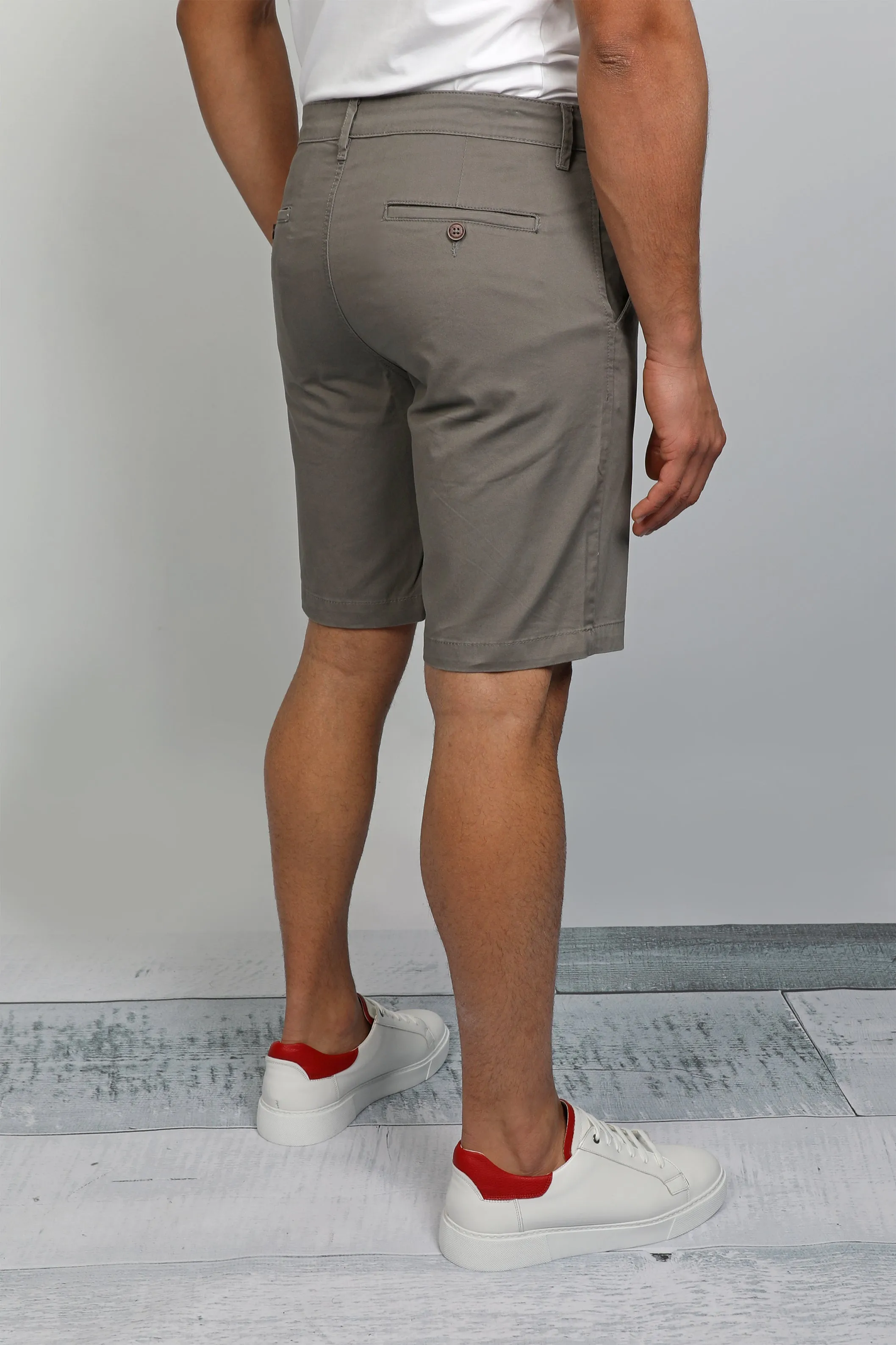 Dark Grey Chino Short With Button To Close