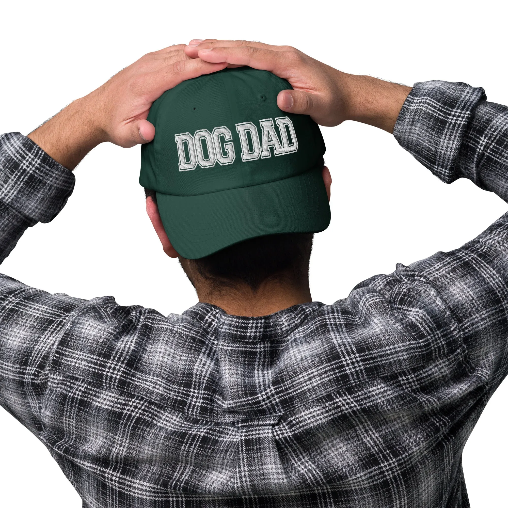 Dog Dad Varsity Font Puffed Embroidered Chino Cotton Twill Hat | Multiple Color Options