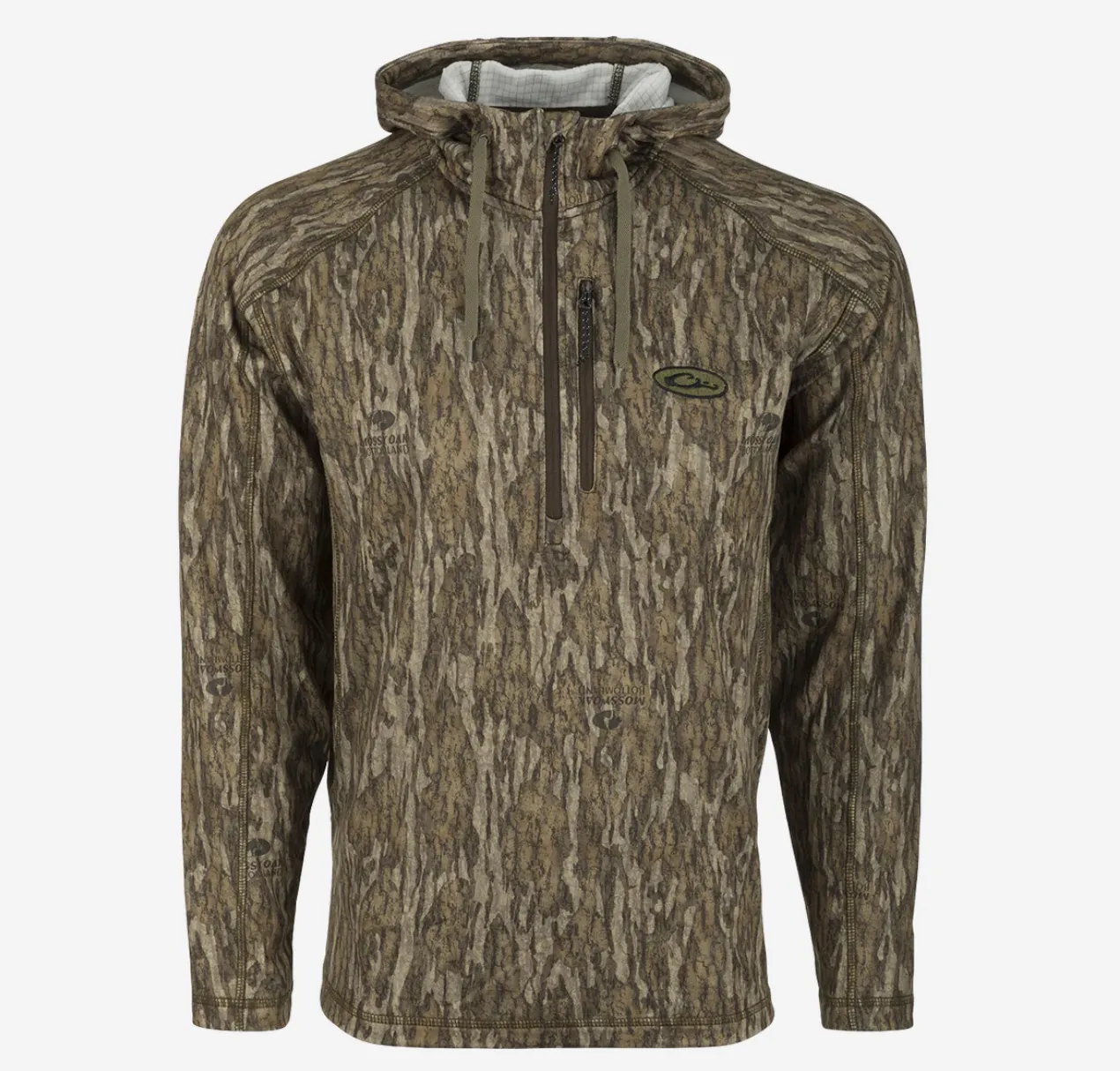 Drake MST Breathelite 1/4-Zip Camo Hooded Base Layer - Mossy Oak Bottomland