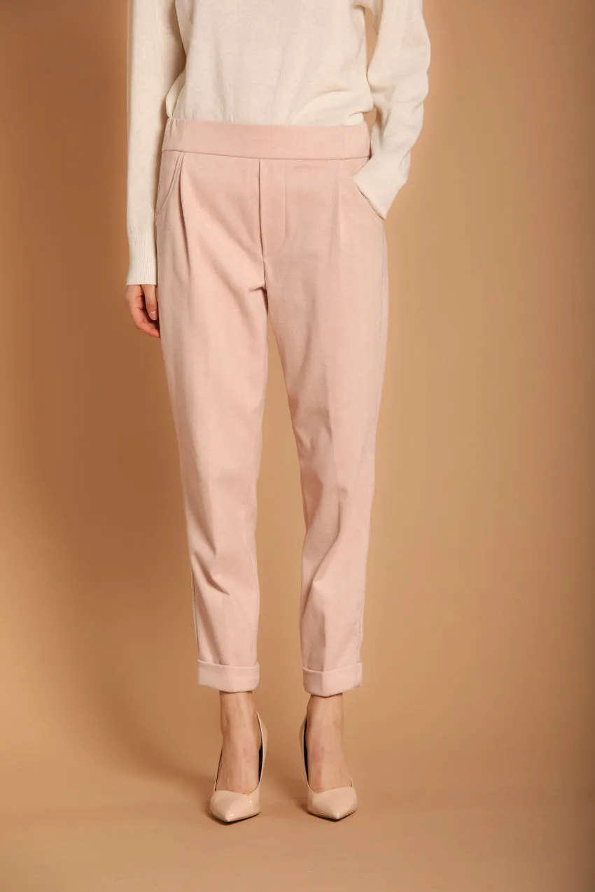 Easy Jogger pantaloni chino donna in jersey con fantasia resca relaxed fit