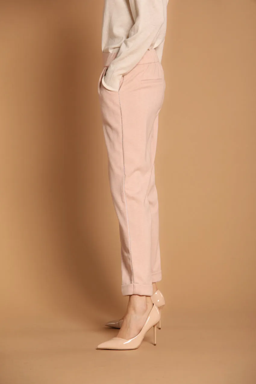 Easy Jogger pantaloni chino donna in jersey con fantasia resca relaxed fit