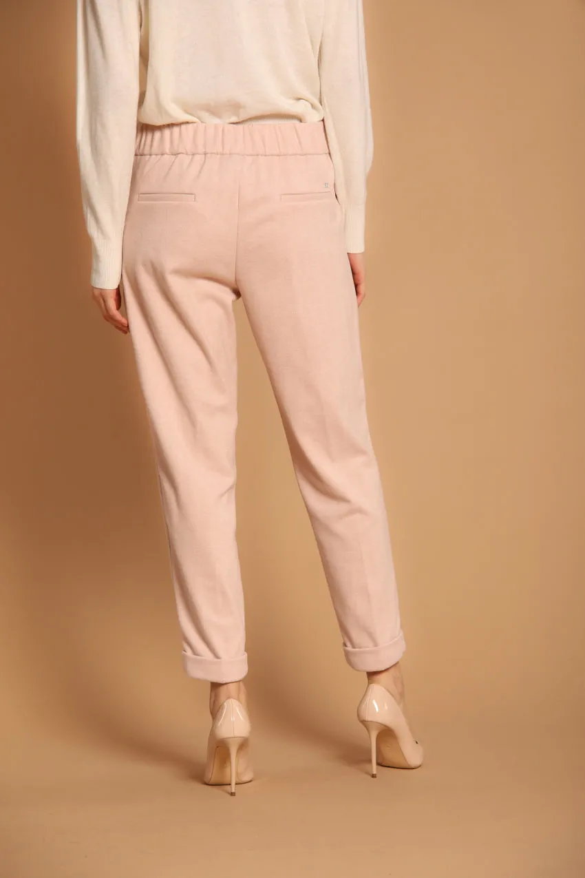 Easy Jogger pantaloni chino donna in jersey con fantasia resca relaxed fit