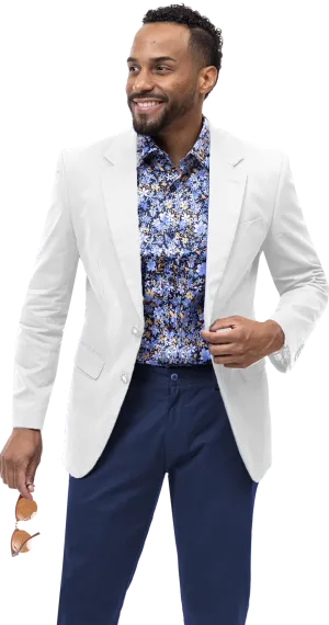 EJ Samuel White Solid Chino Blazer CHJ01